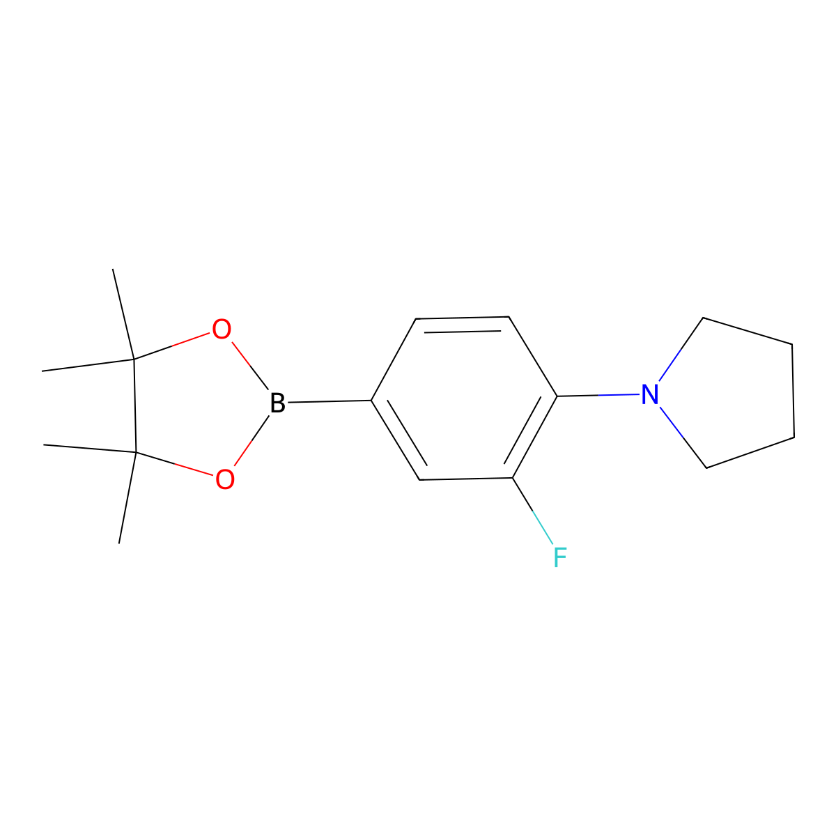 3-Fluoro-4-(pyrrolidino)phenylboronic acid pinacol ester molecular structure, CAS 2223045-86-9