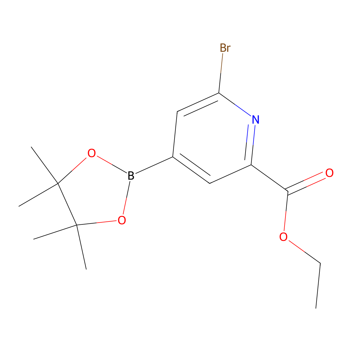 2-Bromo-6-(ethoxycarbonyl)pyridine-4-boronic acid pinacol ester molecular structure, CAS 2223046-16-8