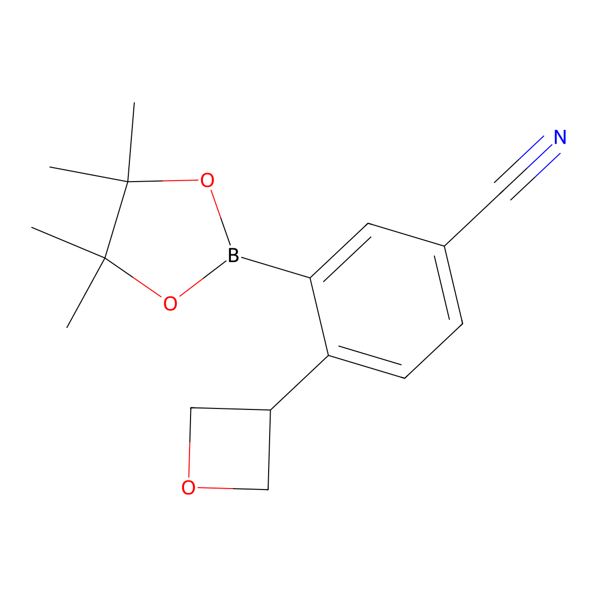 4-(Oxetan-3-yl)-3-(4,4,5,5-tetramethyl-1,3,2-dioxaborolan-2-yl)benzonitrile molecular structure, CAS 2223046-22-6