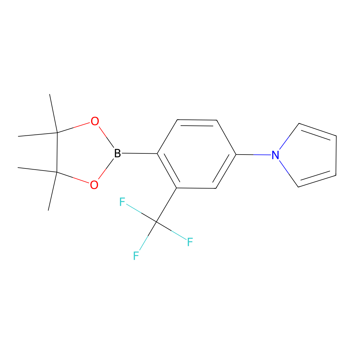 2-Trifluoromethyl-4-(1H-pyrrol-1-yl)phenylboronic acid pinacol ester molecular structure, CAS 2223046-26-0
