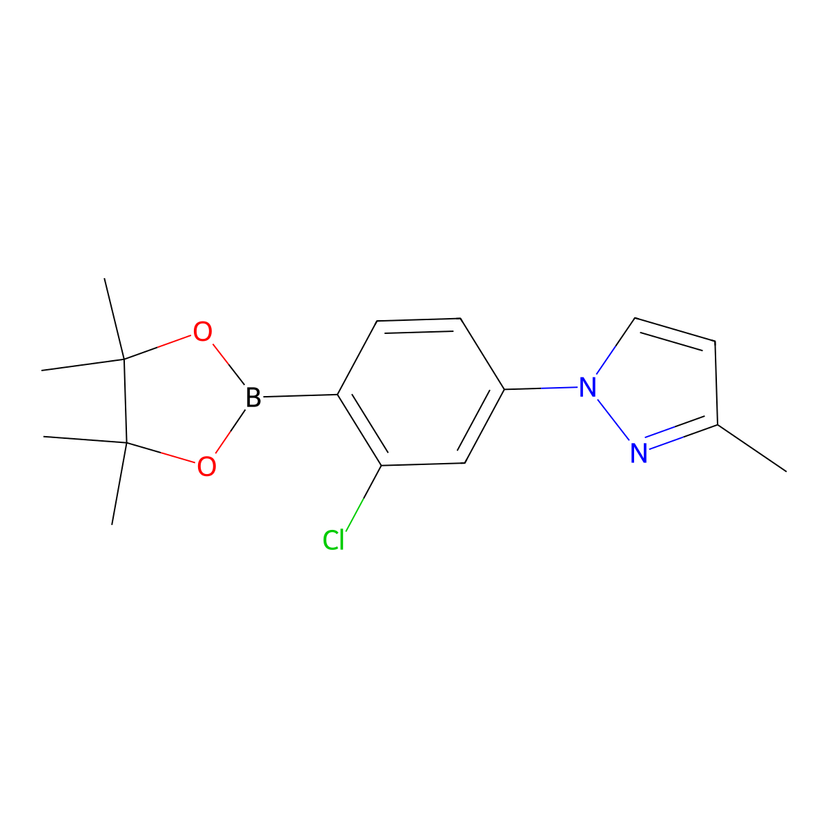 2-Chloro-4-(3-methyl-1H-pyrazol-1-yl)phenylboronic acid pinacol ester molecular structure, CAS 2223046-31-7