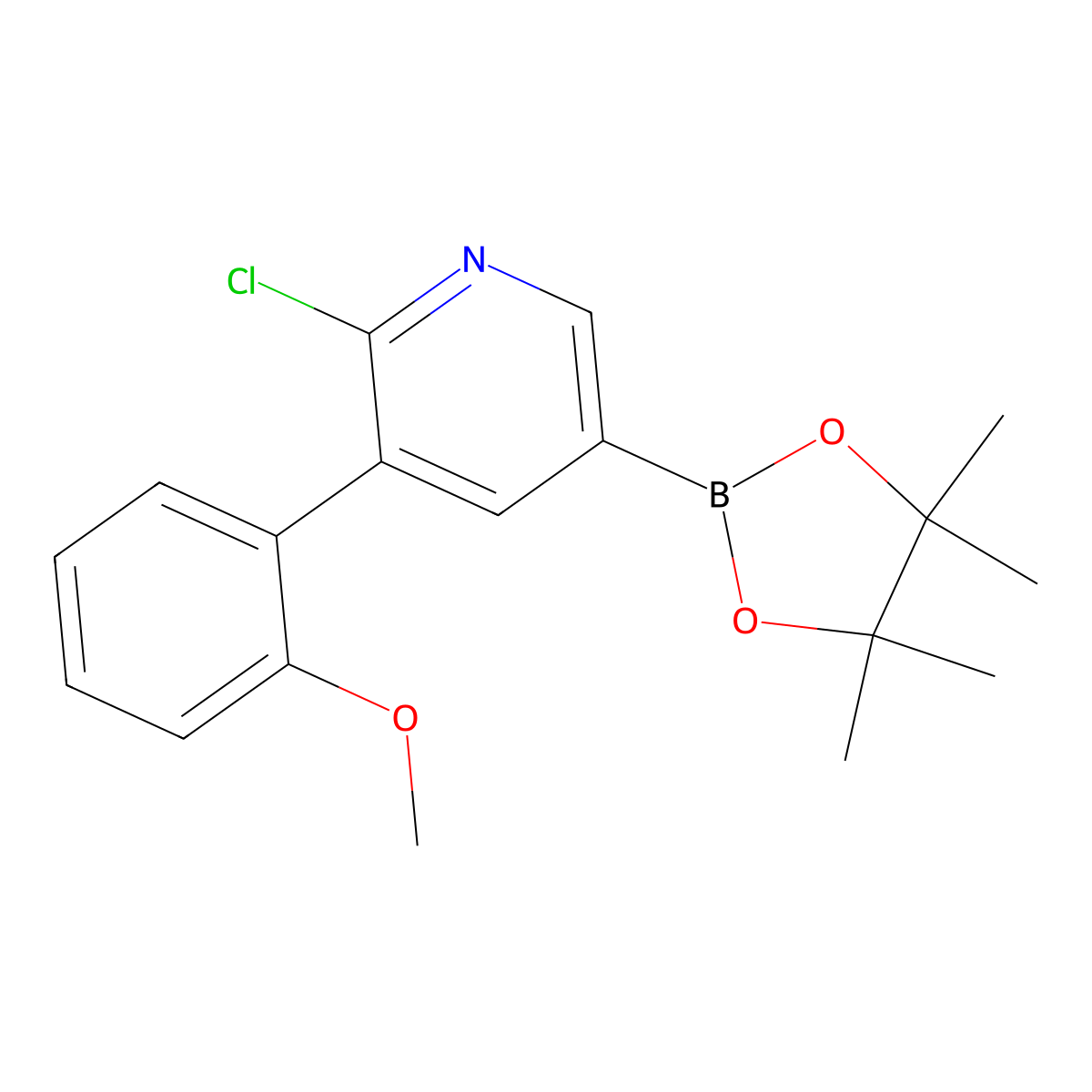 6-Chloro-5-(2-methoxyphenyl)pyridine-3-boronic acid pinacol ester molecular structure, CAS 2223046-40-8