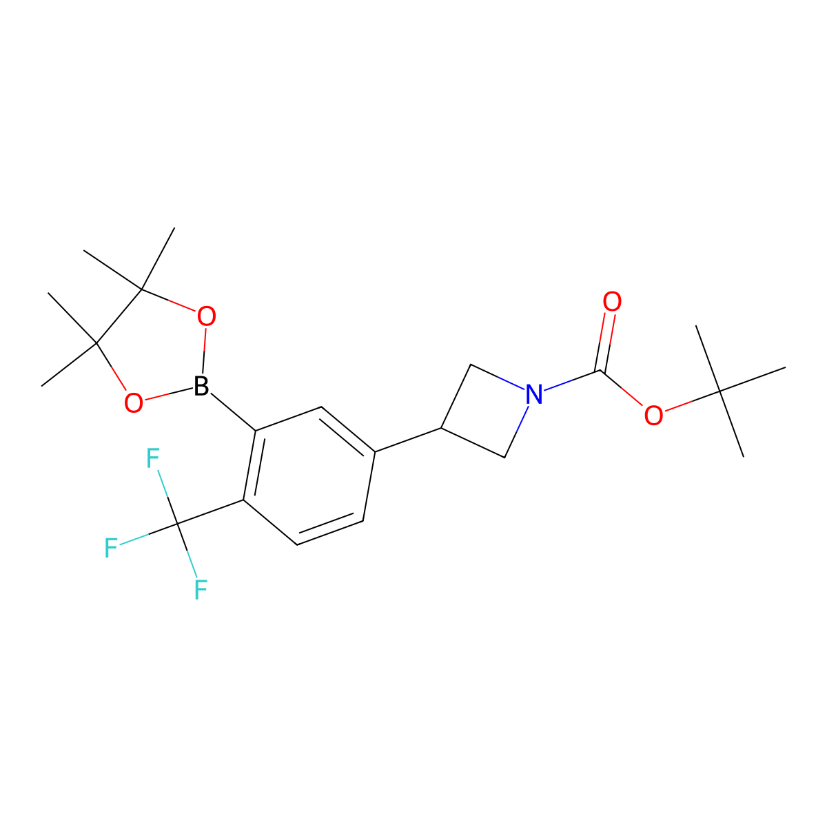 Tert-butyl 3-(3-(4,4,5,5-tetramethyl-1,3,2-dioxaborolan-2-yl)-4-(trifluoromethyl)phenyl)azetidine-1-carboxylate molecular structure, CAS 2223046-55-5