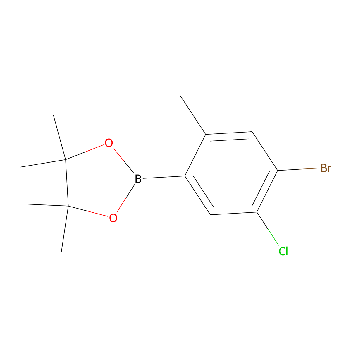 2-(4-Bromo-5-chloro-2-methylphenyl)-4,4,5,5-tetramethyl-1,3,2-dioxaborolane molecular structure, CAS 2223046-57-7