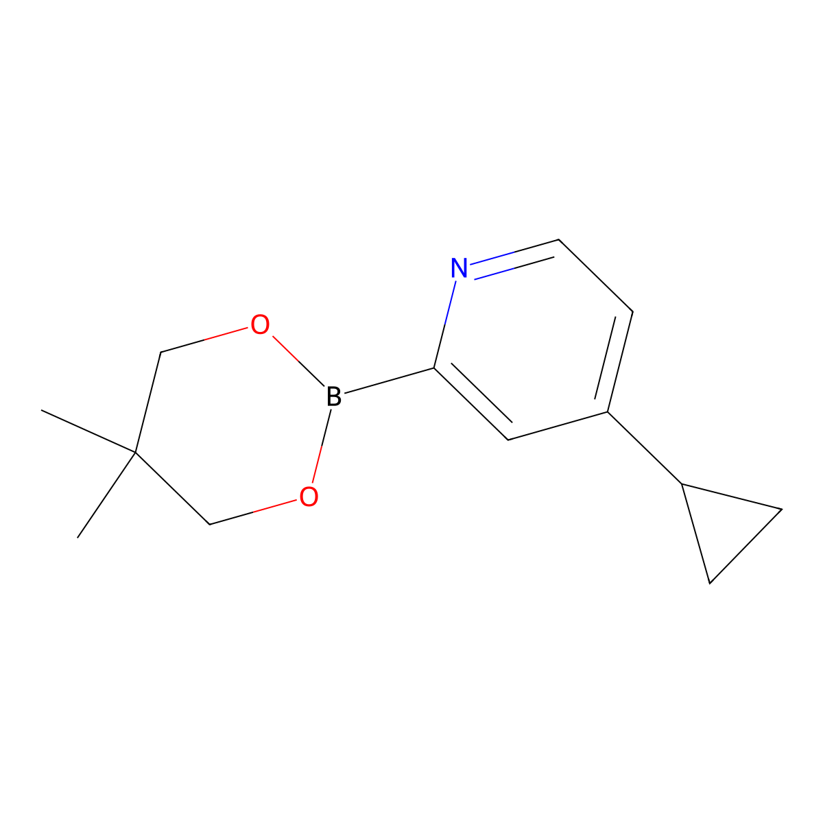 4-Cyclopropylpyridine-2-boronic acid neopentylglycol ester molecular structure, CAS 2223046-60-2