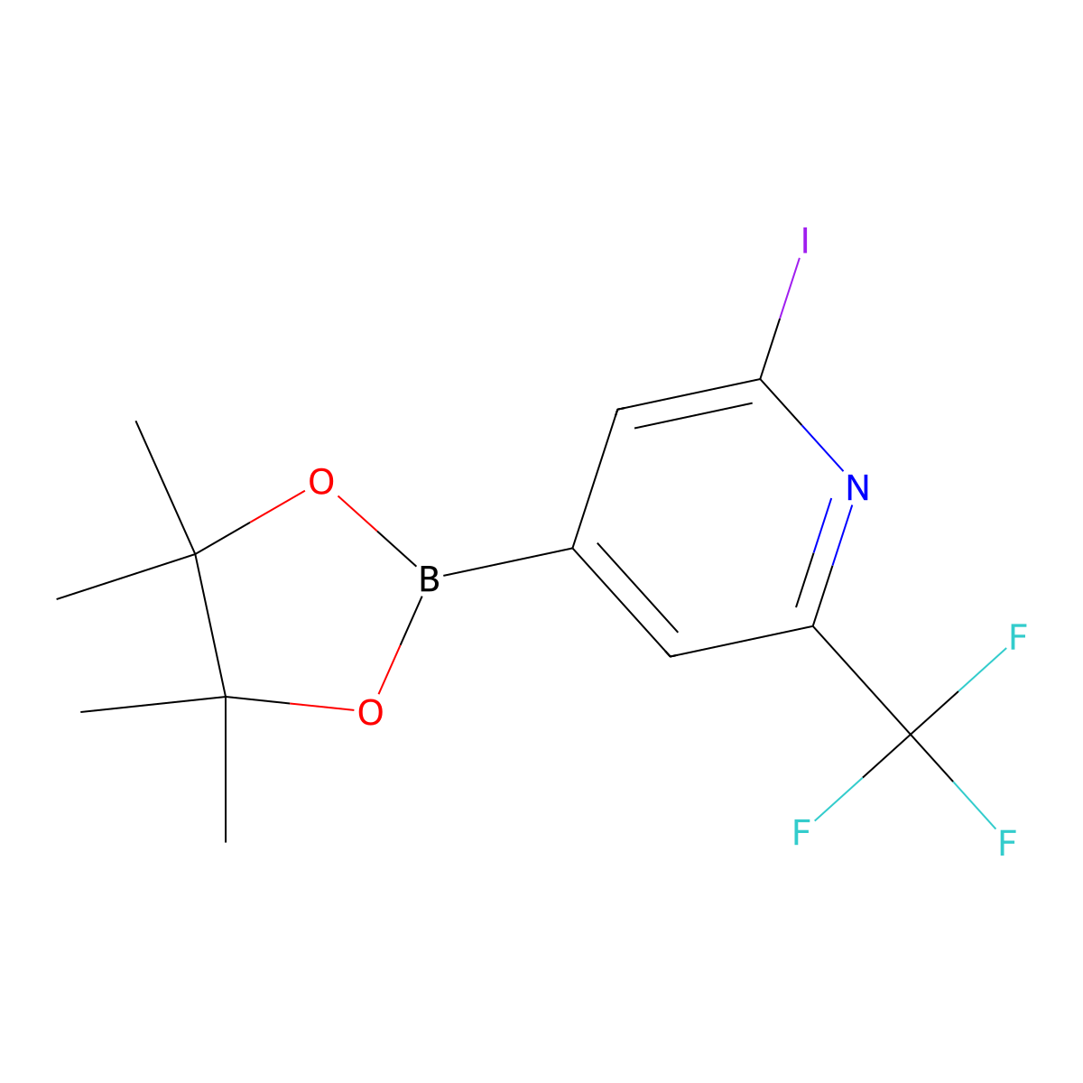 2-Iodo-6-trifluoromethylpyridine-4-boronic acid pinacol ester molecular structure, CAS 2223046-63-5