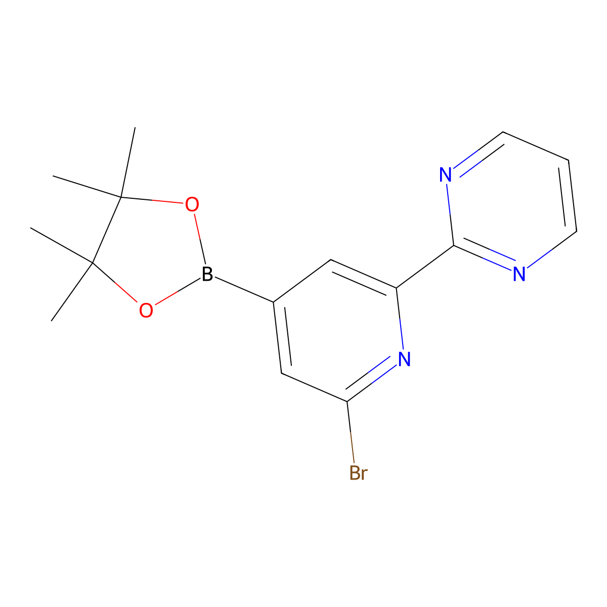 2-Bromo-6-(2-pyrimidyl)pyridine-4-boronic acid pinacol ester molecular structure, CAS 2223046-71-5