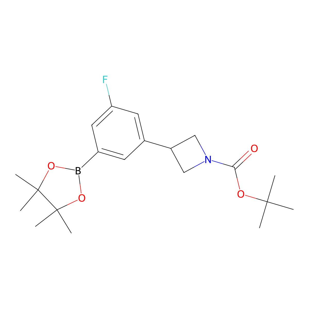 3-(1-Boc-azetidin-3-yl)-5-fluorophenylboronic Acid Pinacol Ester molecular structure, CAS 2223046-72-6