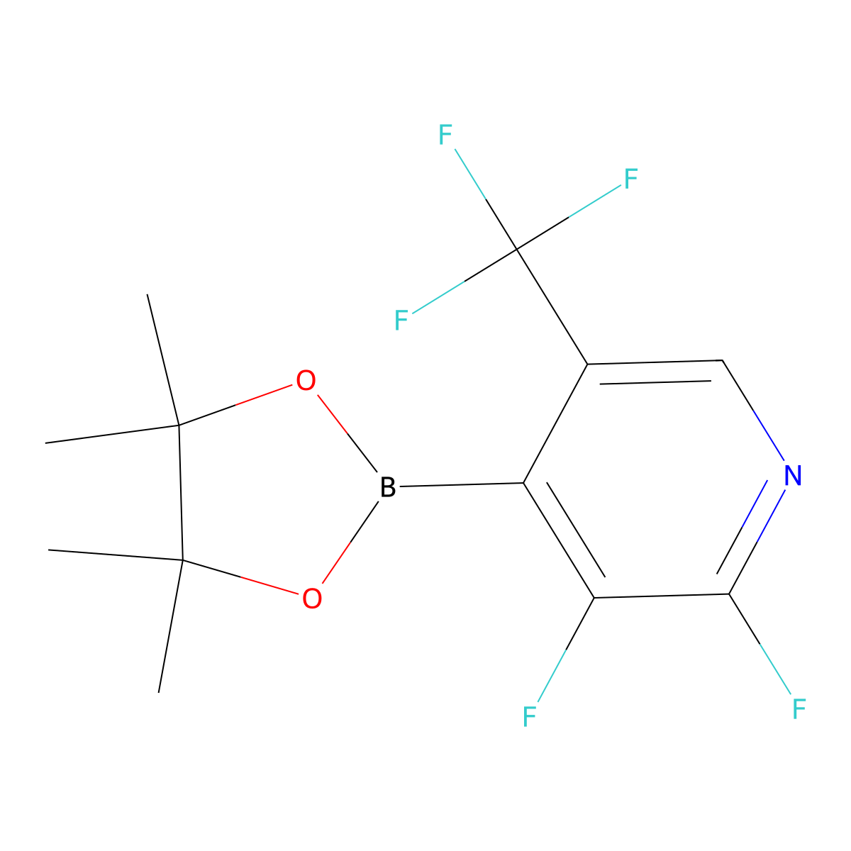 2,3-Difluoro-4-(4,4,5,5-tetramethyl-1,3,2-dioxaborolan-2-yl)-5-(trifluoromethyl)pyridine molecular structure, CAS 2223046-75-9