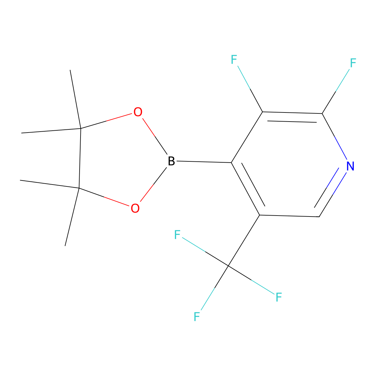 2,3-Difluoro-4-(4,4,5,5-tetramethyl-1,3,2-dioxaborolan-2-yl)-5-(trifluoromethyl)pyridine molecular structure, CAS 2223046-75-9