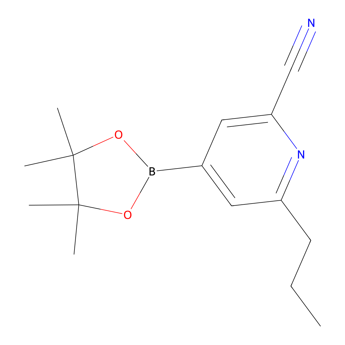 2-(n-Propyl)-6-cyanopyridine-4-boronic acid pinacol ester molecular structure, CAS 2223046-80-6