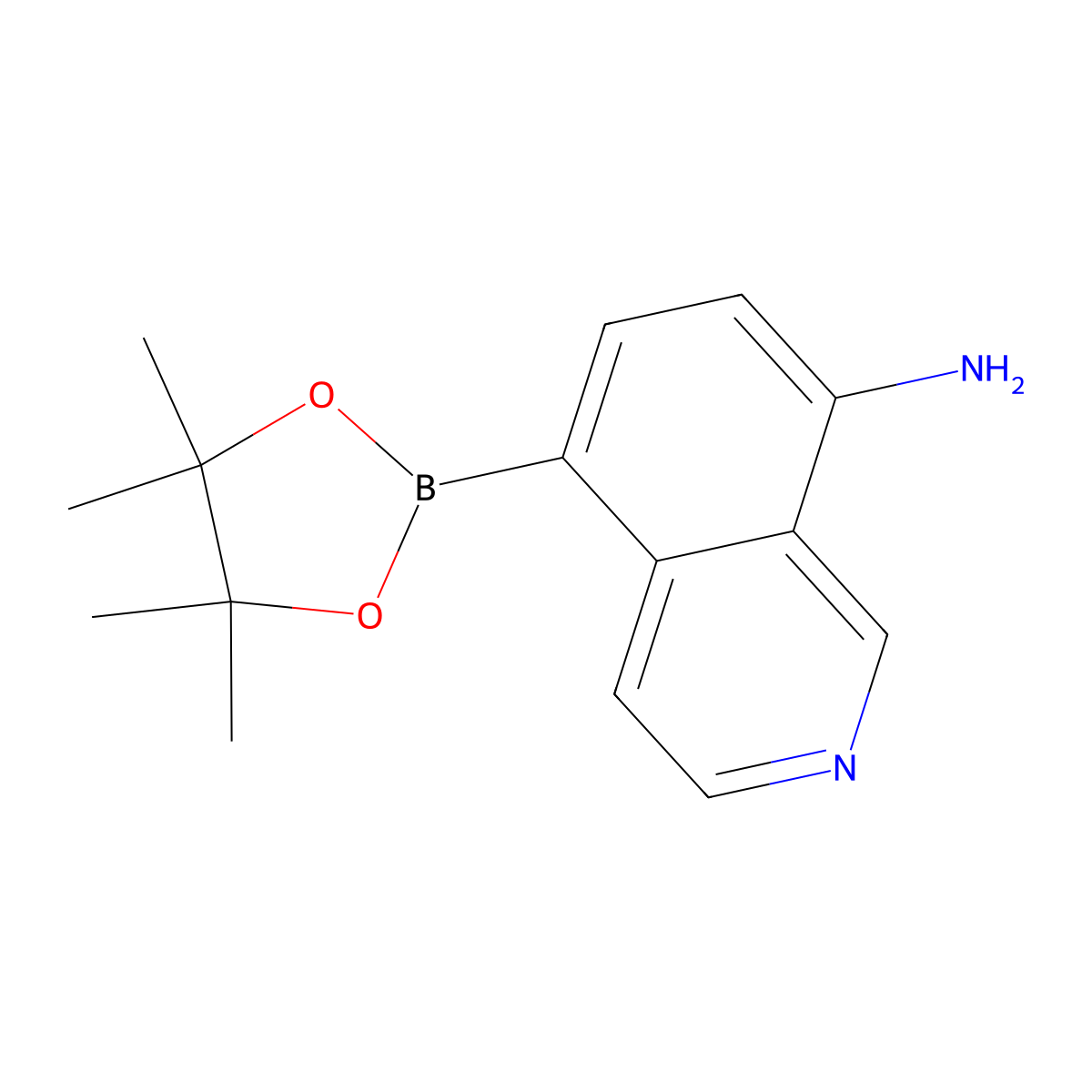 5-(4,4,5,5-Tetramethyl-1,3,2-dioxaborolan-2-yl)isoquinolin-8-amine molecular structure, CAS 2223046-91-9