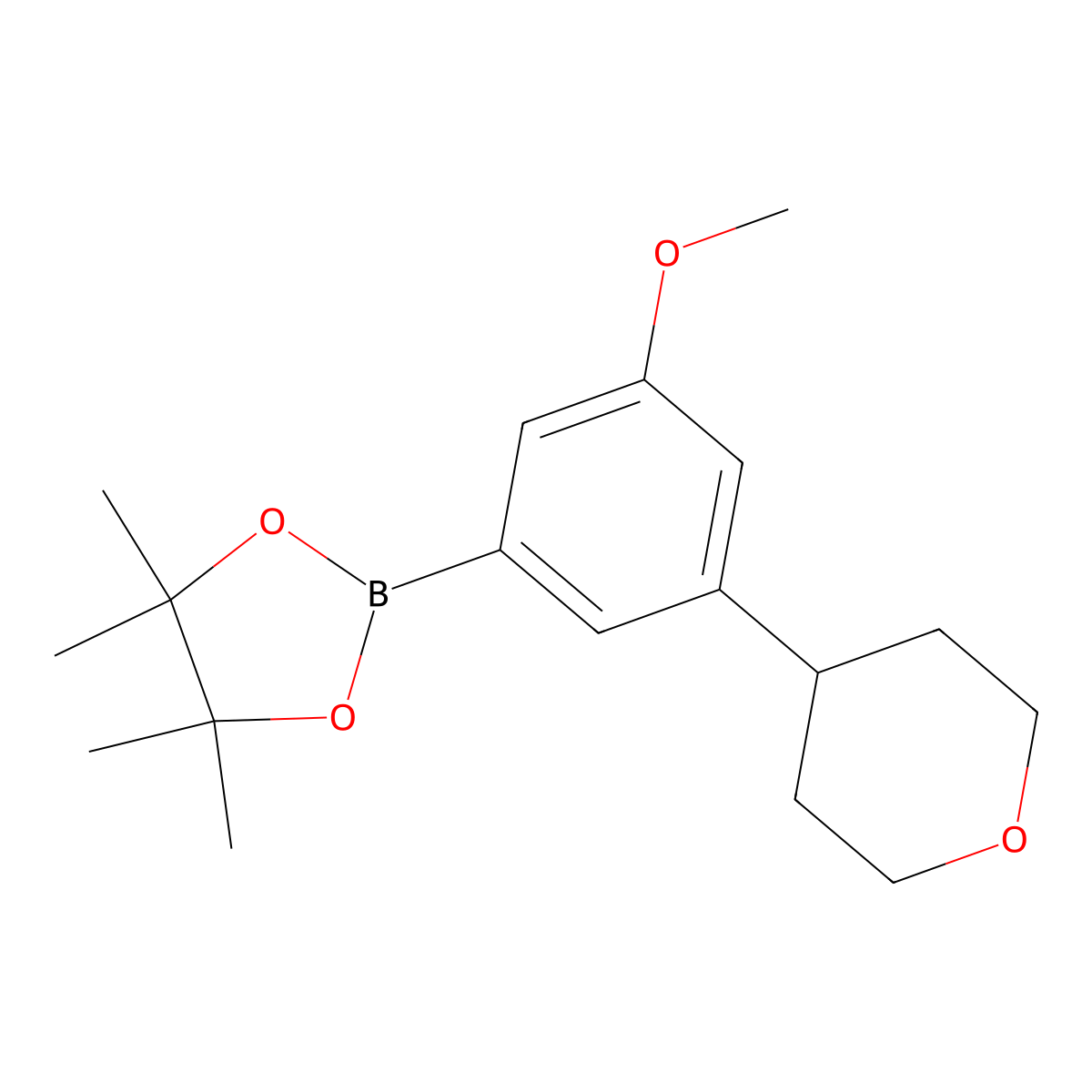 3-Methoxy-5-(4-tetrahydropyranyl)phenylboronic acid pinacol ester molecular structure, CAS 2223046-93-1