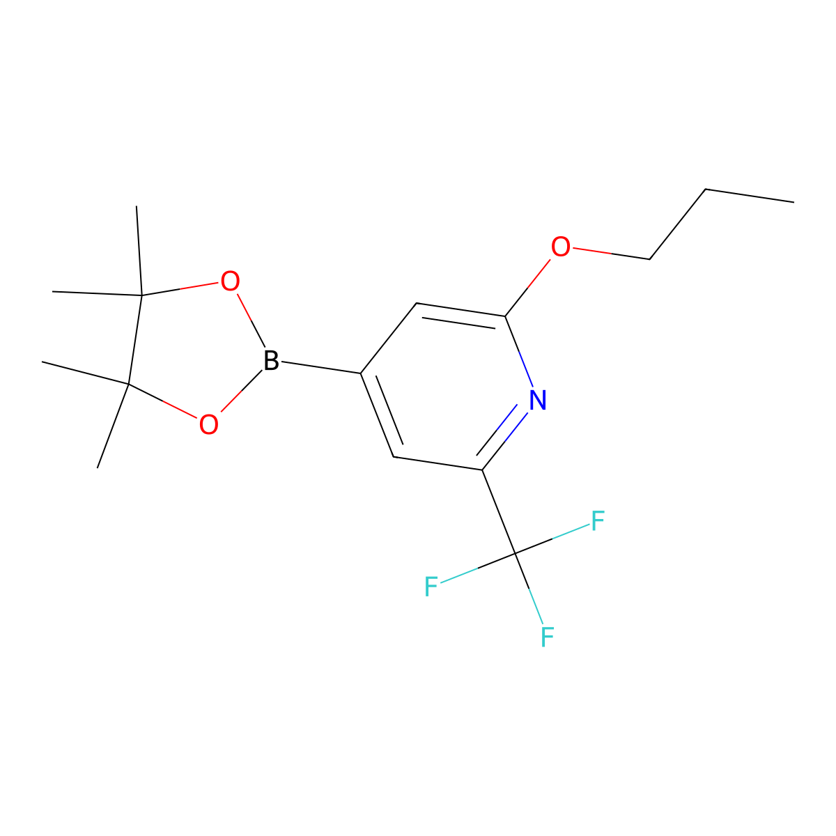 2-Trifluoromethyl-6-(n-propoxy)pyridine-4-boronic acid pinacol ester molecular structure, CAS 2223046-96-4