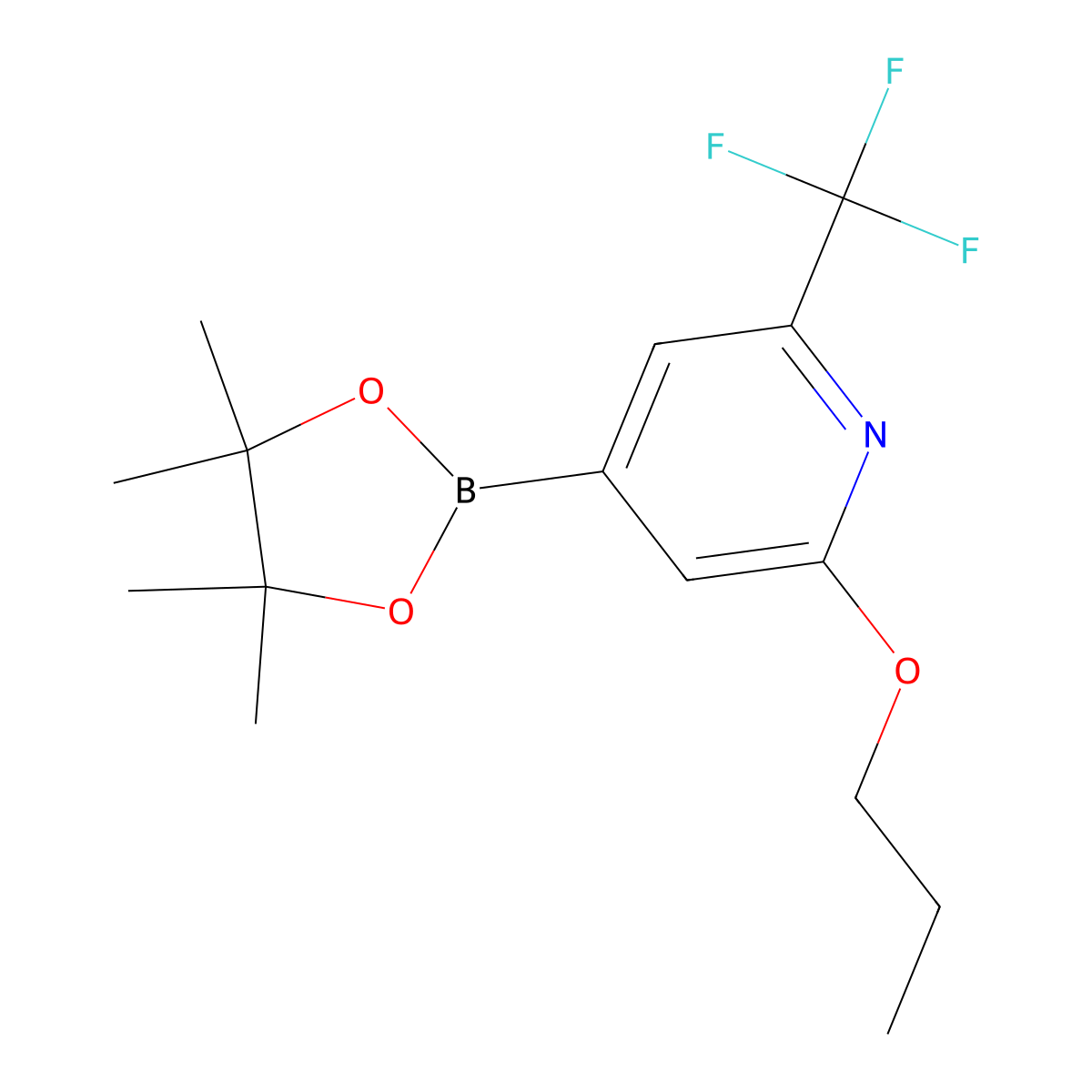 2-Trifluoromethyl-6-(n-propoxy)pyridine-4-boronic acid pinacol ester molecular structure, CAS 2223046-96-4