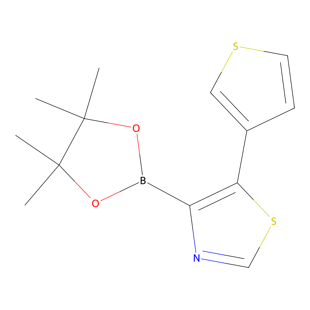 5-(3-Thienyl)thiazole-4-boronic acid pinacol ester molecular structure, CAS 2223047-03-6