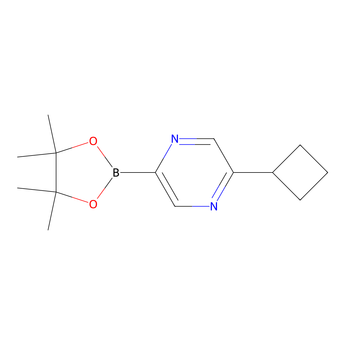 2-Cyclobutyl-5-(4,4,5,5-tetramethyl-1,3,2-dioxaborolan-2-yl)pyrazine molecular structure, CAS 2223047-04-7
