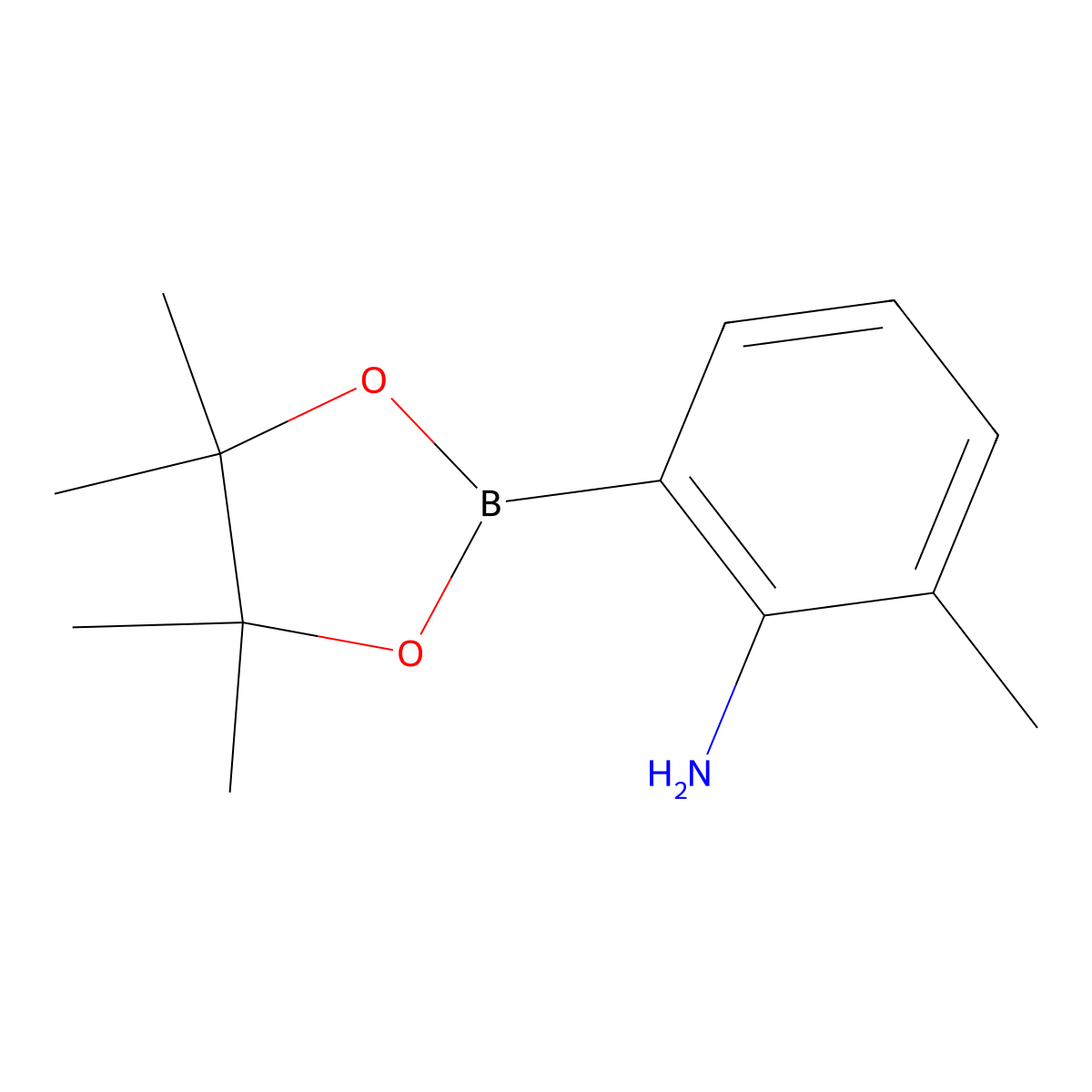 2-Methyl-6-(tetramethyl-1,3,2-dioxaborolan-2-yl)aniline molecular structure, CAS 2223047-06-9