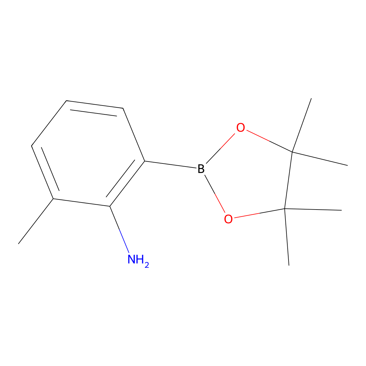 2-Methyl-6-(tetramethyl-1,3,2-dioxaborolan-2-yl)aniline molecular structure, CAS 2223047-06-9