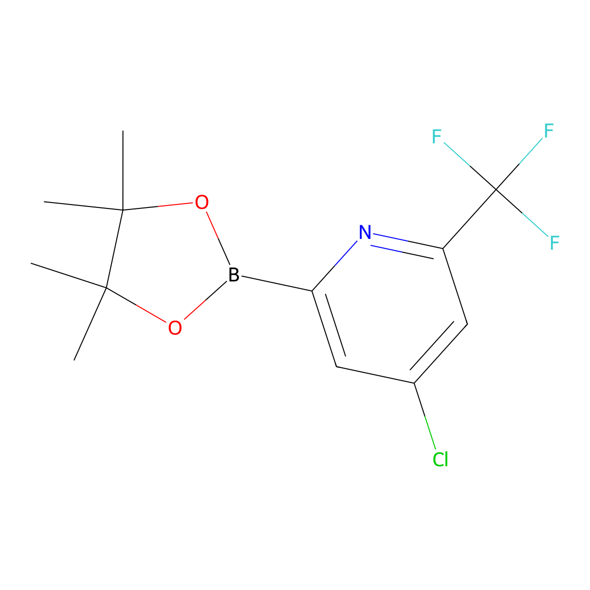 4-Chloro-2-(4,4,5,5-tetramethyl-1,3,2-dioxaborolan-2-YL)-6-(trifluoromethyl)pyridine molecular structure, CAS 2223047-09-2