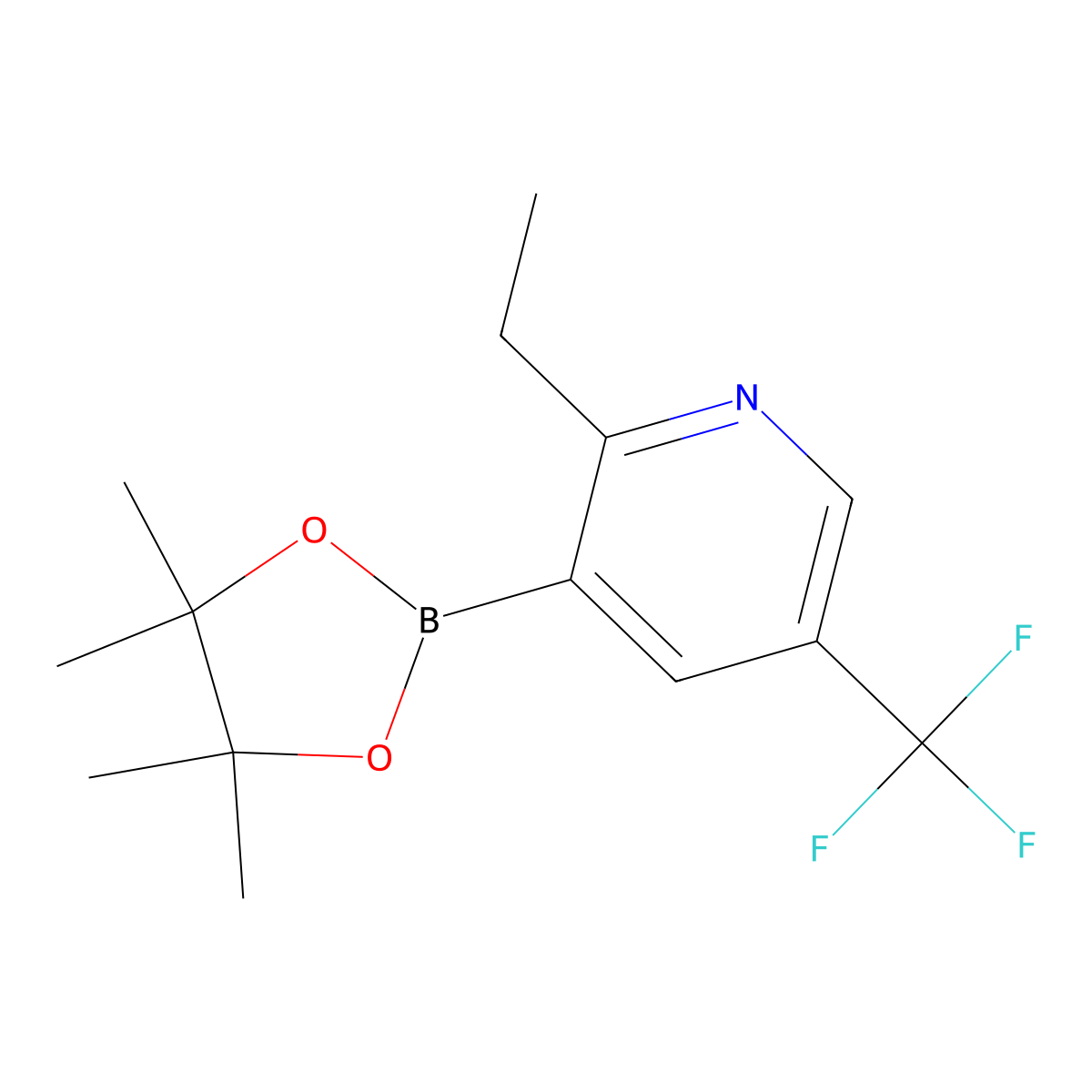 2-Ethyl-5-trifluoromethylpyridine-3-boronic acid pinacol ester molecular structure, CAS 2223047-56-9
