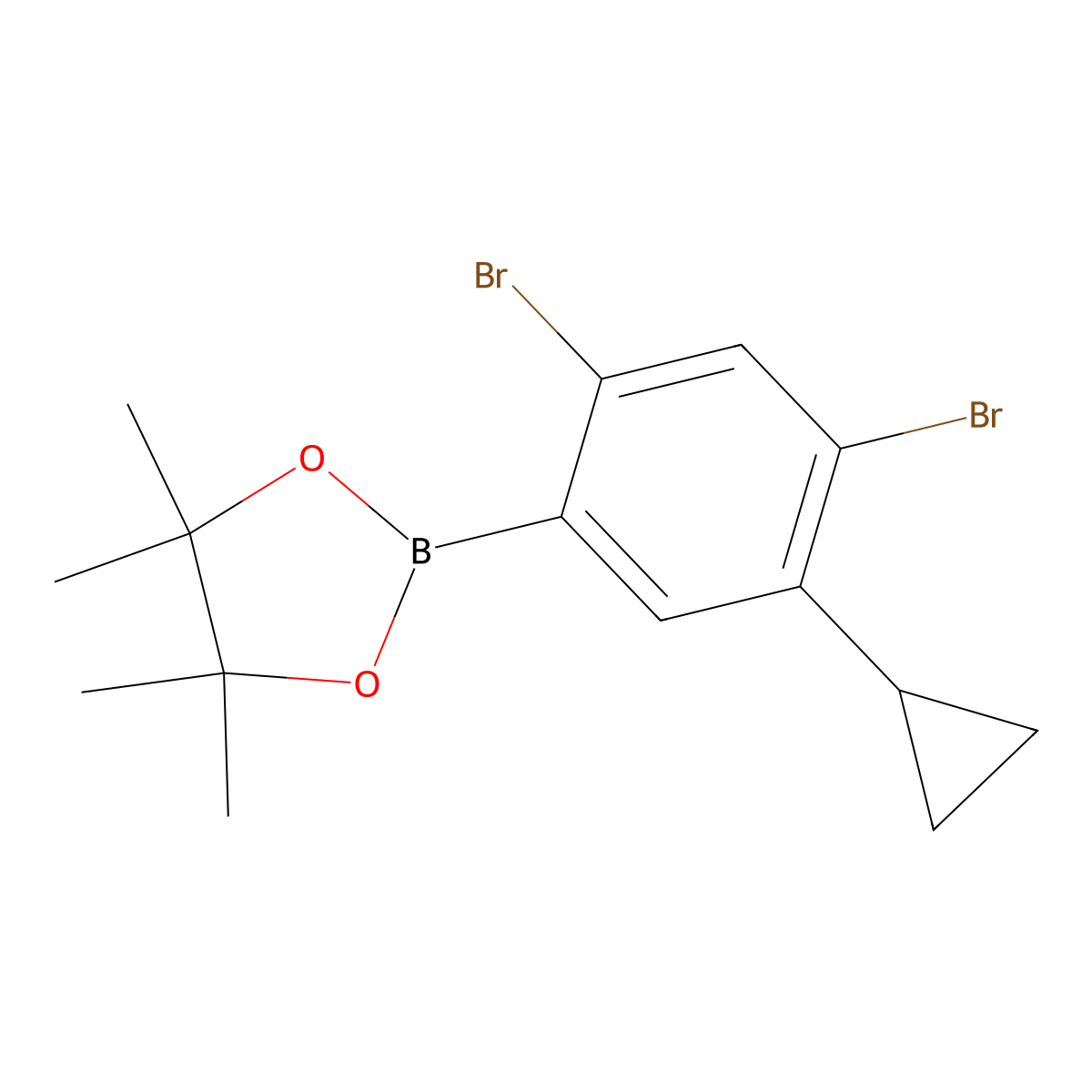 2,4-Dibromo-5-cyclopropylphenylboronic acid pinacol ester molecular structure, CAS 2223047-59-2