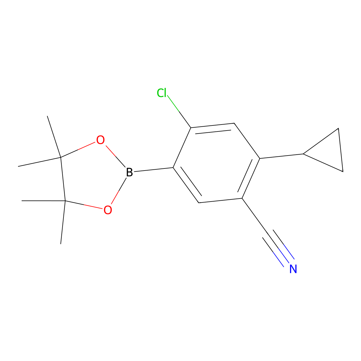 2-Chloro-5-cyano-4-cyclopropylphenylboronic acid pinacol ester molecular structure, CAS 2223047-63-8