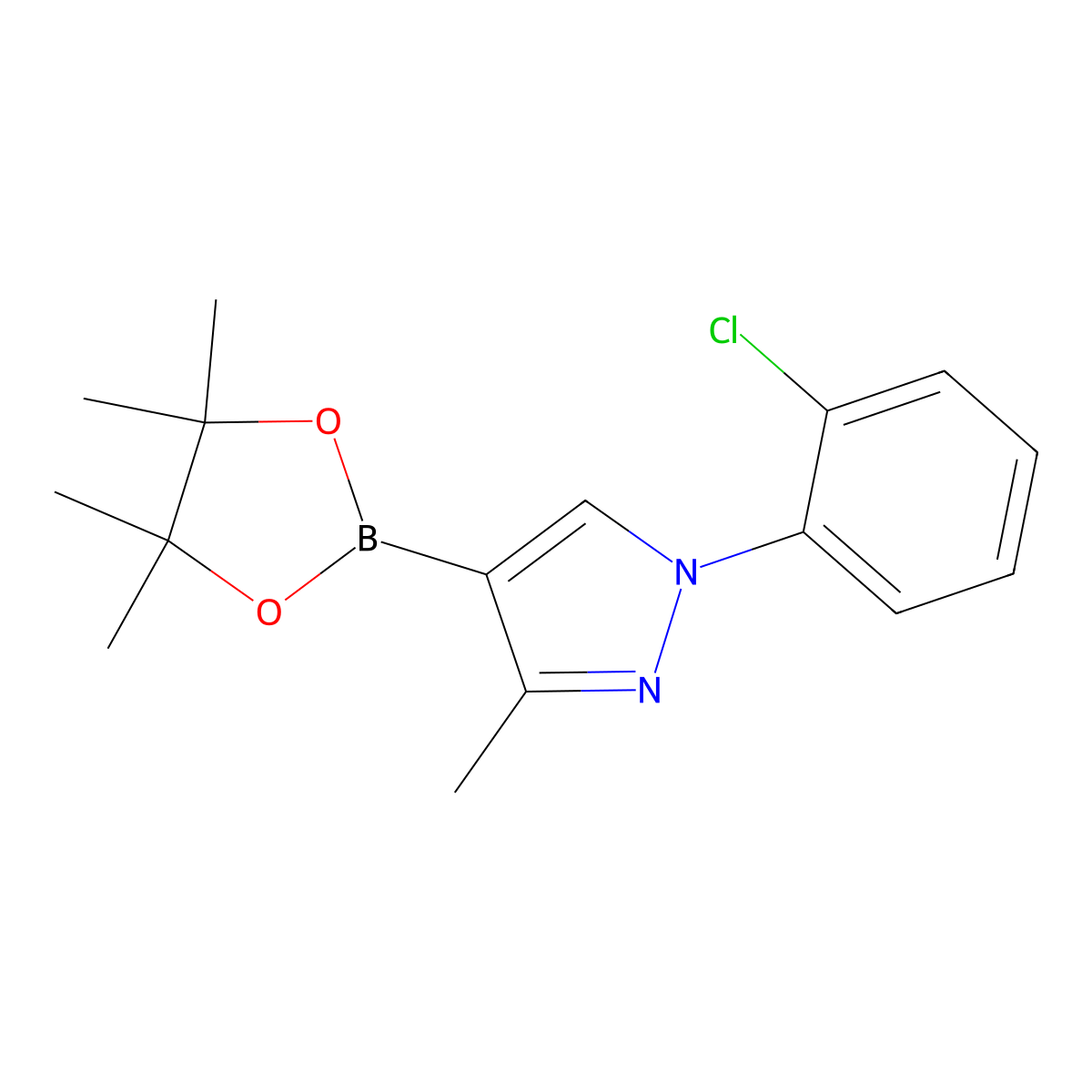 3-Methyl-1-(2-chlorophenyl)-1H-pyrazole-4-boronic acid pinacol ester molecular structure, CAS 2223047-70-7