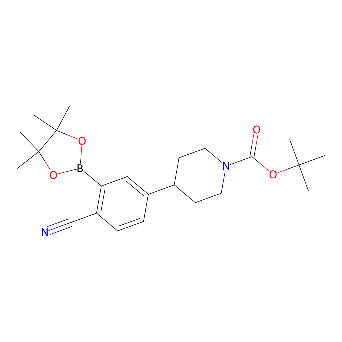 5-(N-Boc-Piperidin-4-yl)-2-cyanophenylboronic acid pinacol ester molecular structure, CAS 2223047-71-8
