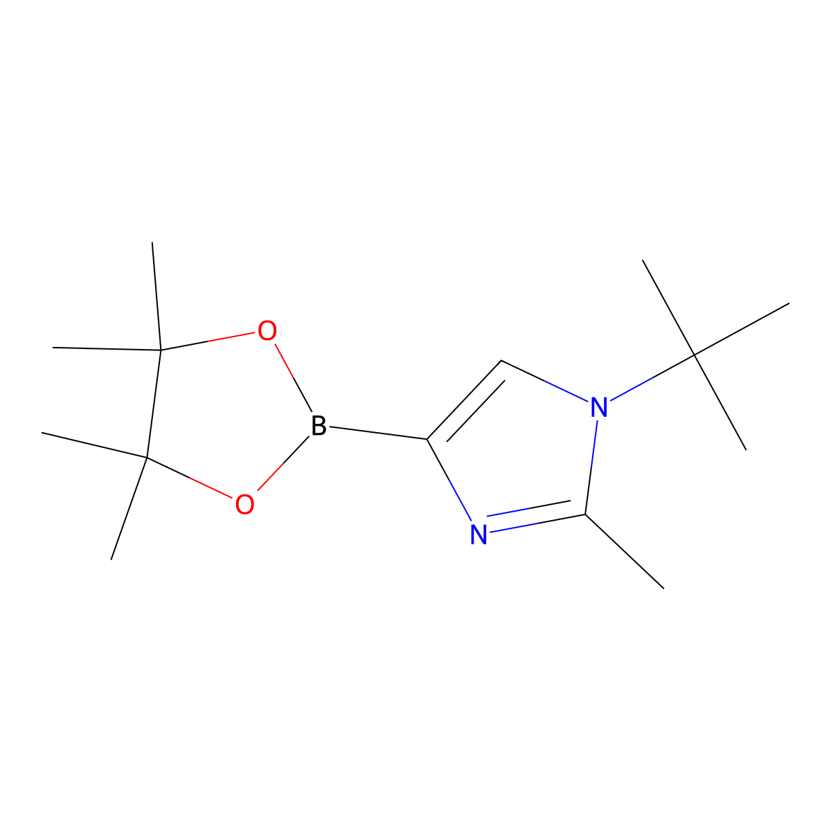 1-(tert-butyl)-2-methyl-4-(4,4,5,5-tetramethyl-1,3,2-dioxaborolan-2-yl)-1H-imidazole molecular structure, CAS 2223047-76-3