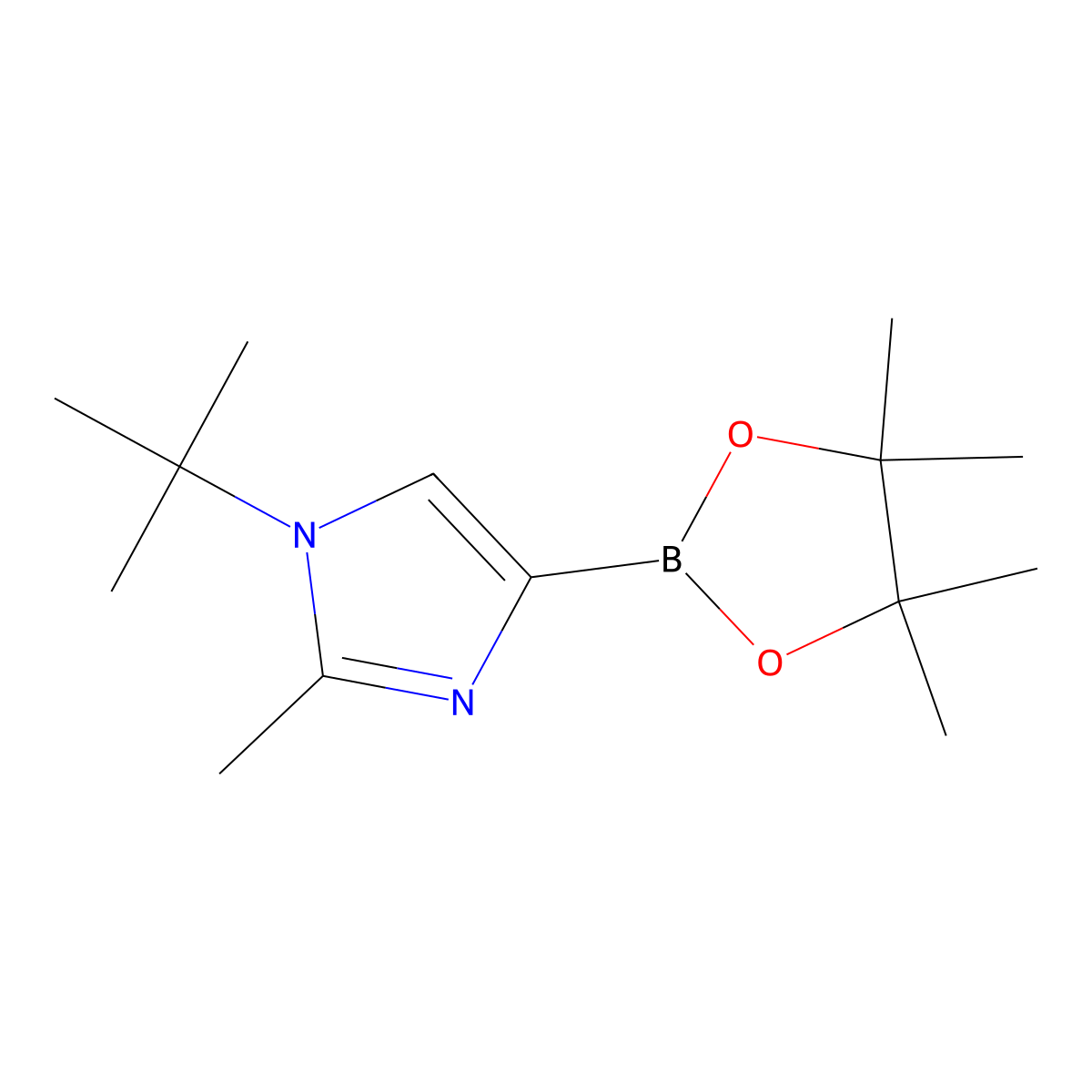 1-(tert-butyl)-2-methyl-4-(4,4,5,5-tetramethyl-1,3,2-dioxaborolan-2-yl)-1H-imidazole molecular structure, CAS 2223047-76-3