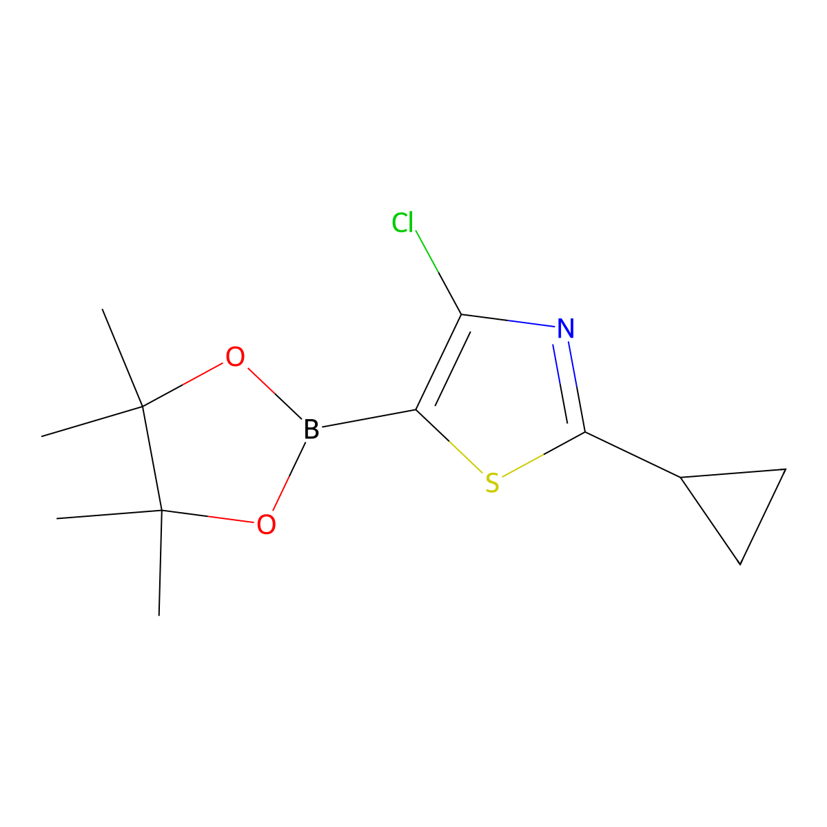 4-Chloro-2-(cyclopropyl)thiazole-5-boronic acid pinacol ester molecular structure, CAS 2223047-84-3