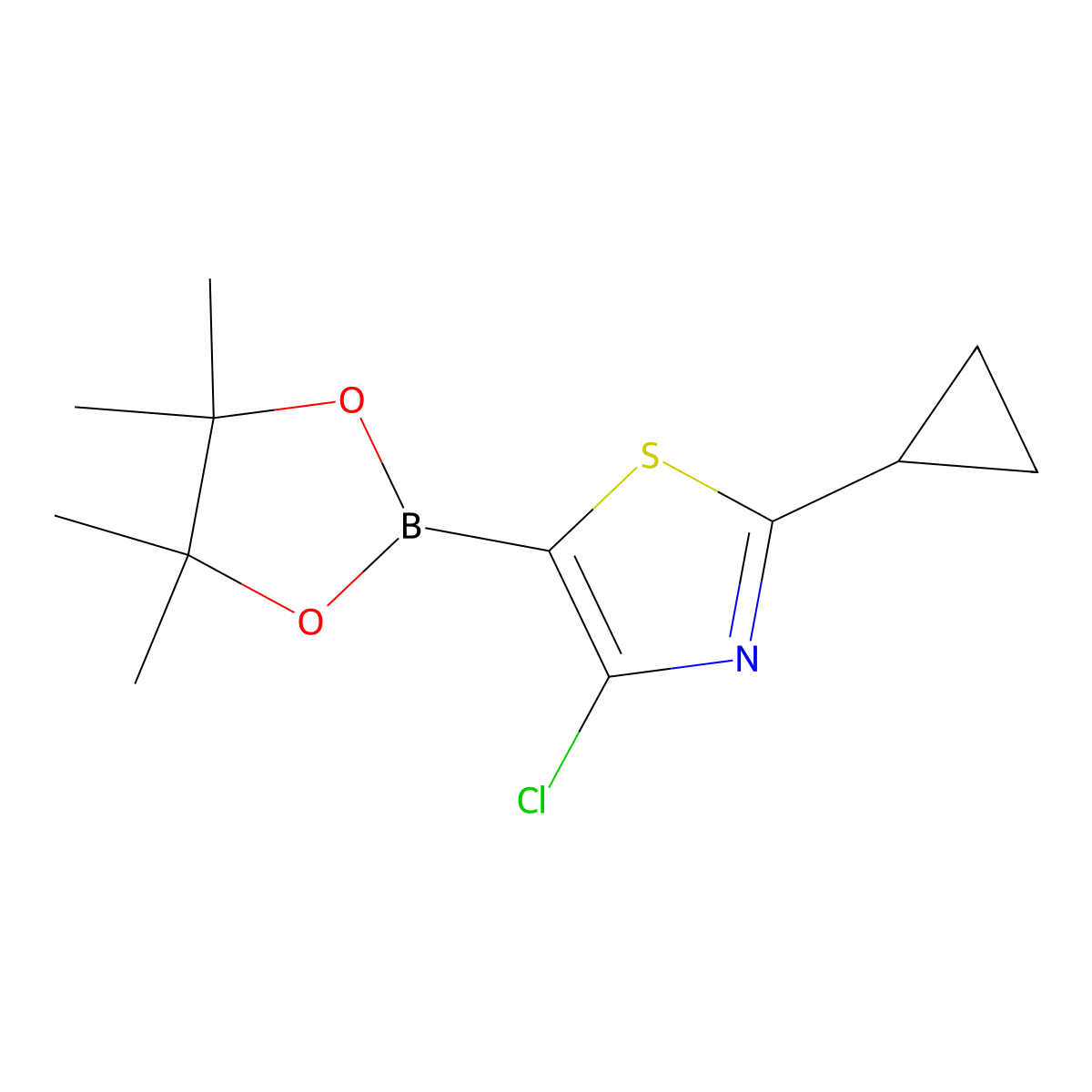4-Chloro-2-(cyclopropyl)thiazole-5-boronic acid pinacol ester molecular structure, CAS 2223047-84-3