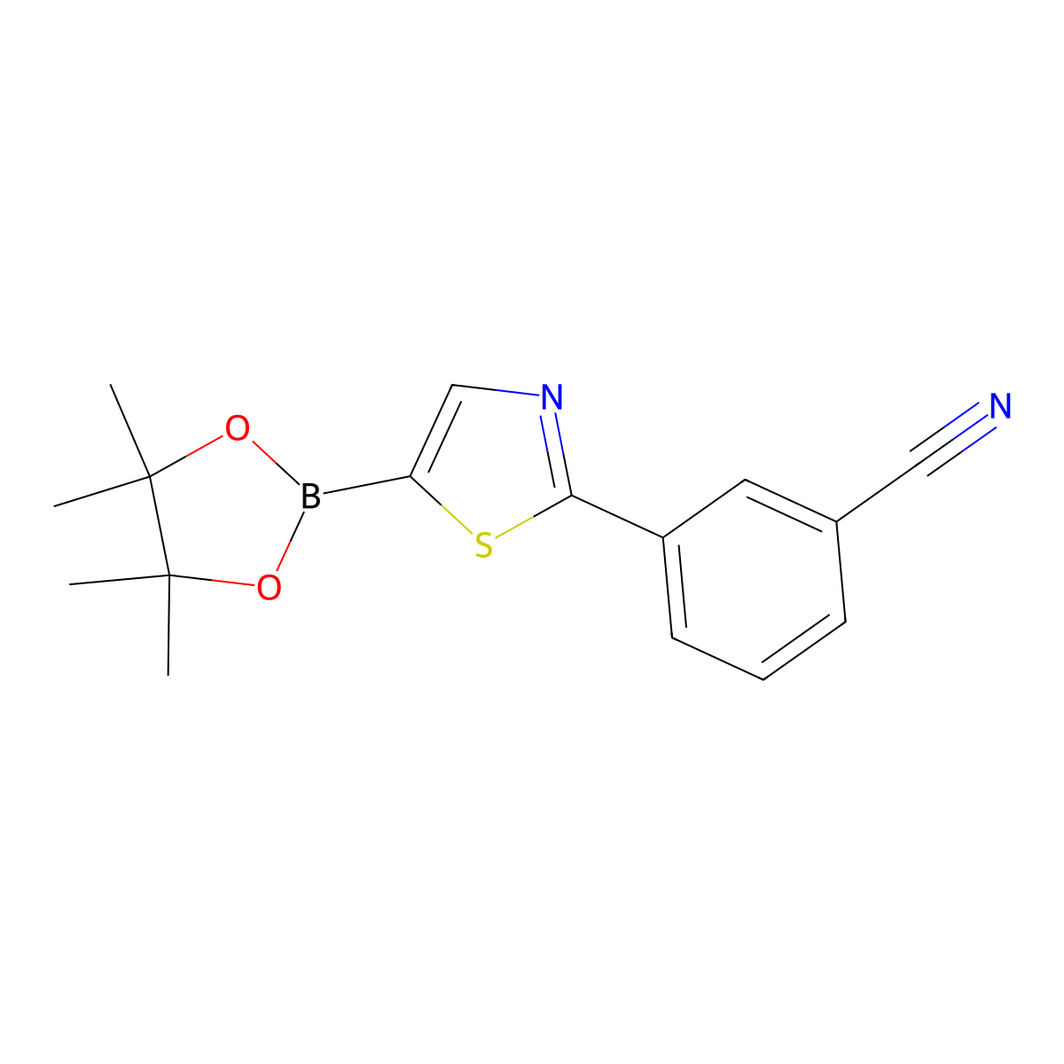 2-(3-Cyanophenyl)thiazole-5-boronic acid pinacol ester molecular structure, CAS 2223047-91-2