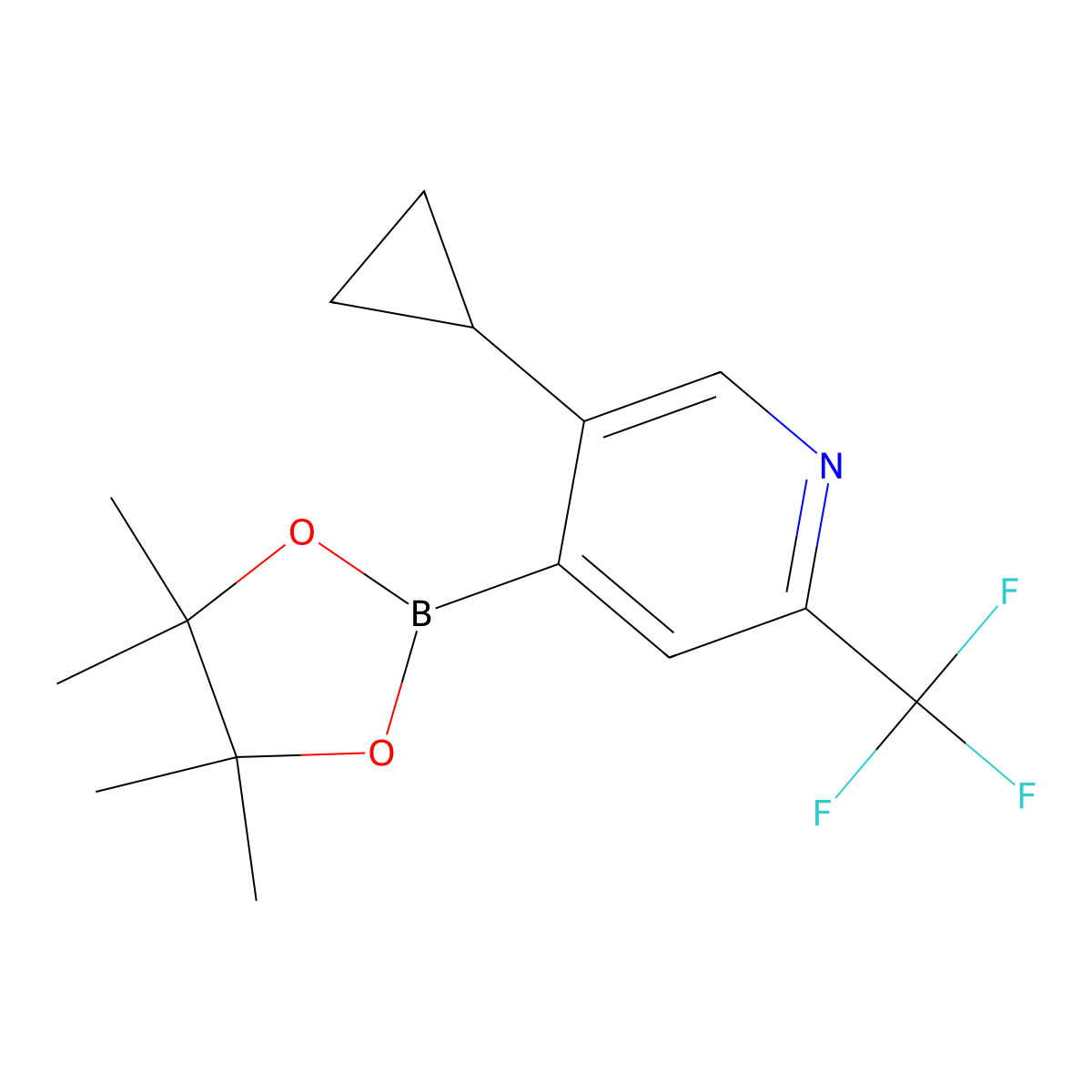 5-Cyclopropyl-2-trifluoromethylpyridine-4-boronic acid pinacol ester molecular structure, CAS 2223047-92-3