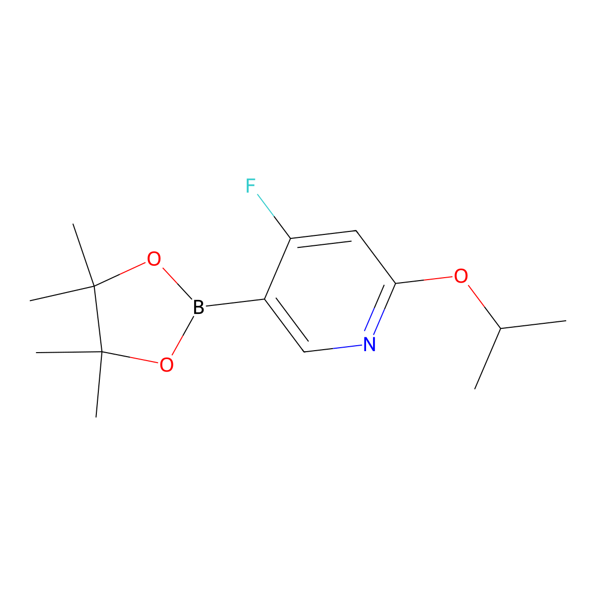 4-Fluoro-2-(iso-propoxy)pyridine-5-boronic acid pinacol ester molecular structure, CAS 2223048-00-6
