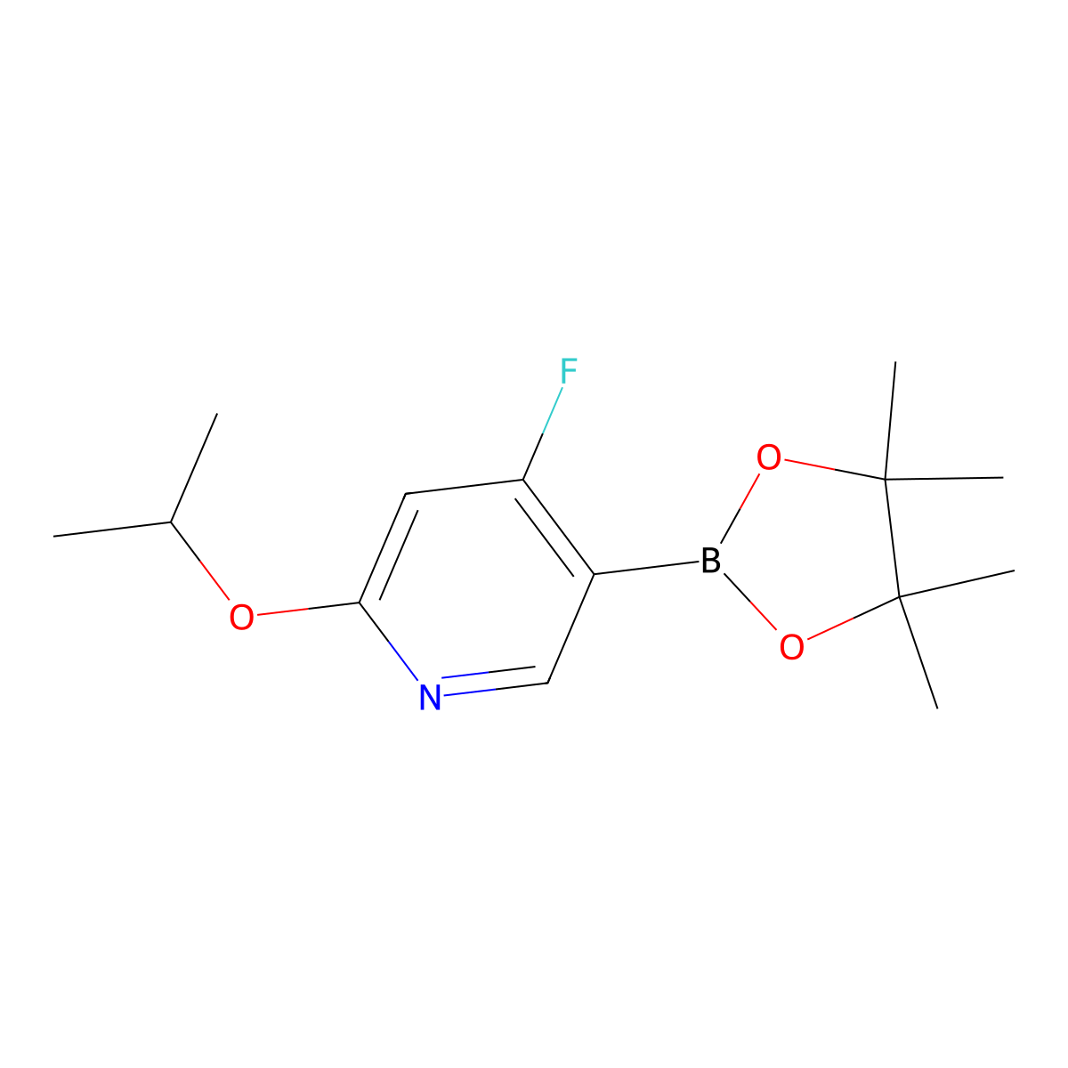 4-Fluoro-2-(iso-propoxy)pyridine-5-boronic acid pinacol ester molecular structure, CAS 2223048-00-6