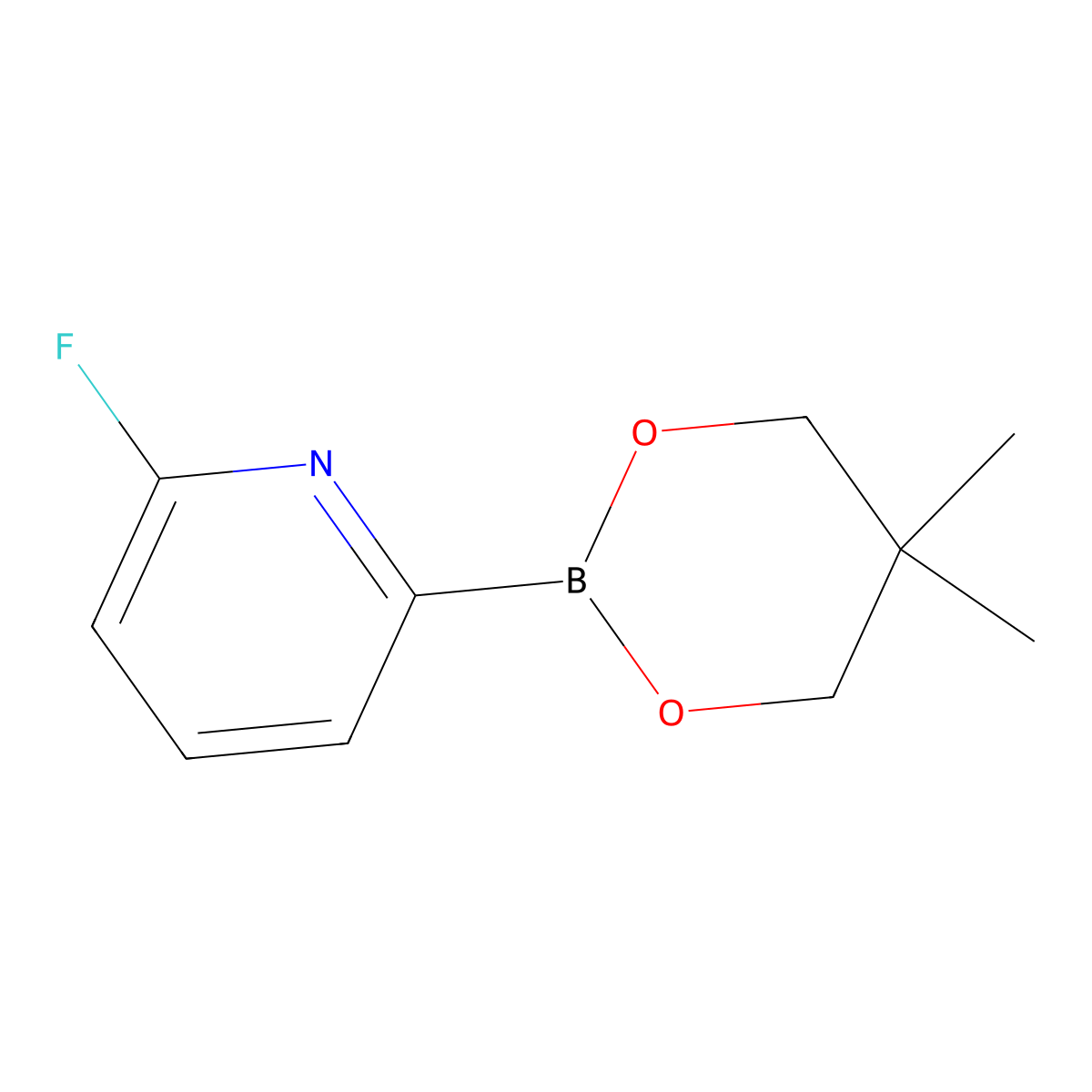 6-Fluoropyridine-2-boronic acid neopentylglycol ester molecular structure, CAS 2223048-08-4
