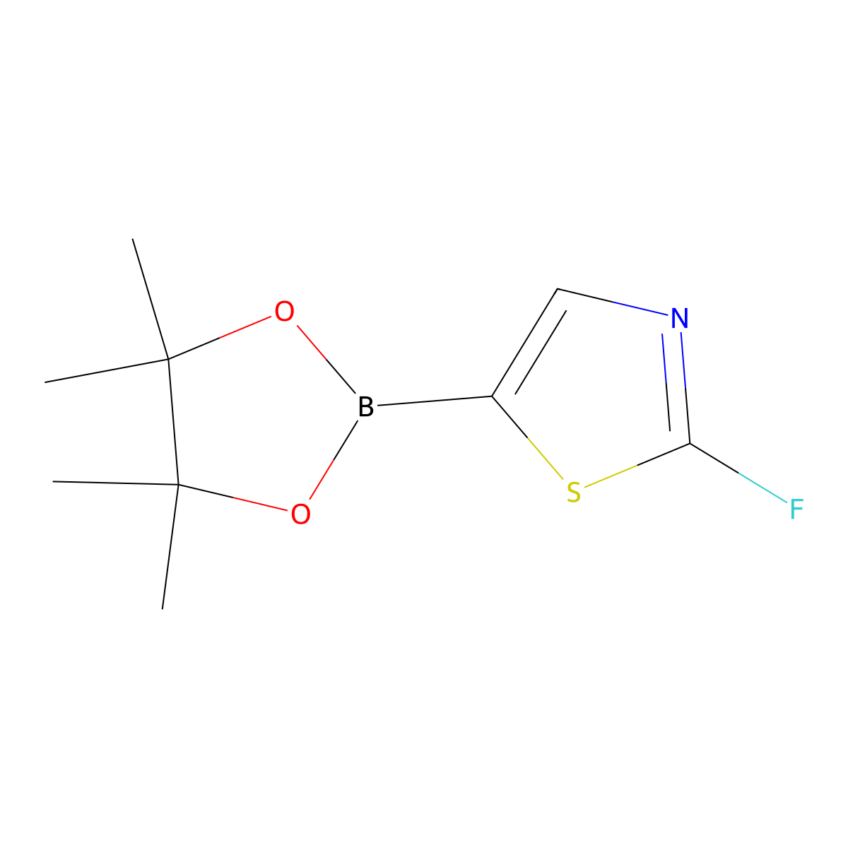 2-Fluoro-5-(4,4,5,5-tetramethyl-1,3,2-dioxaborolan-2-yl)-1,3-thiazole molecular structure, CAS 2223048-10-8