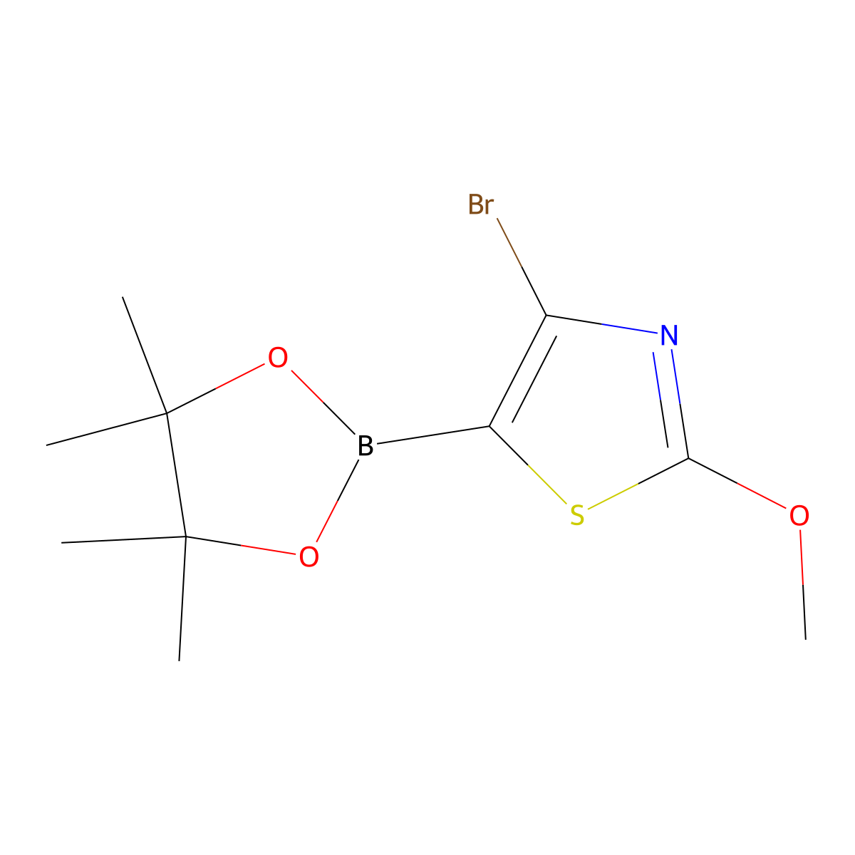 4-Bromo-2-methoxythiazole-5-boronic acid pinacol ester molecular structure, CAS 2223048-13-1