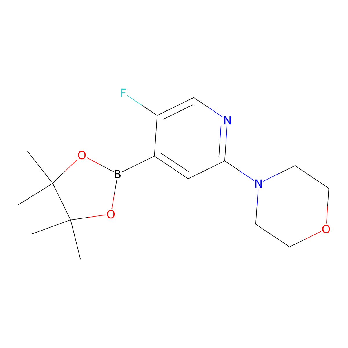 4-(5-Fluoro-4-(4,4,5,5-tetramethyl-1,3,2-dioxaborolan-2-yl)pyridin-2-yl)morpholine molecular structure, CAS 2223048-20-0
