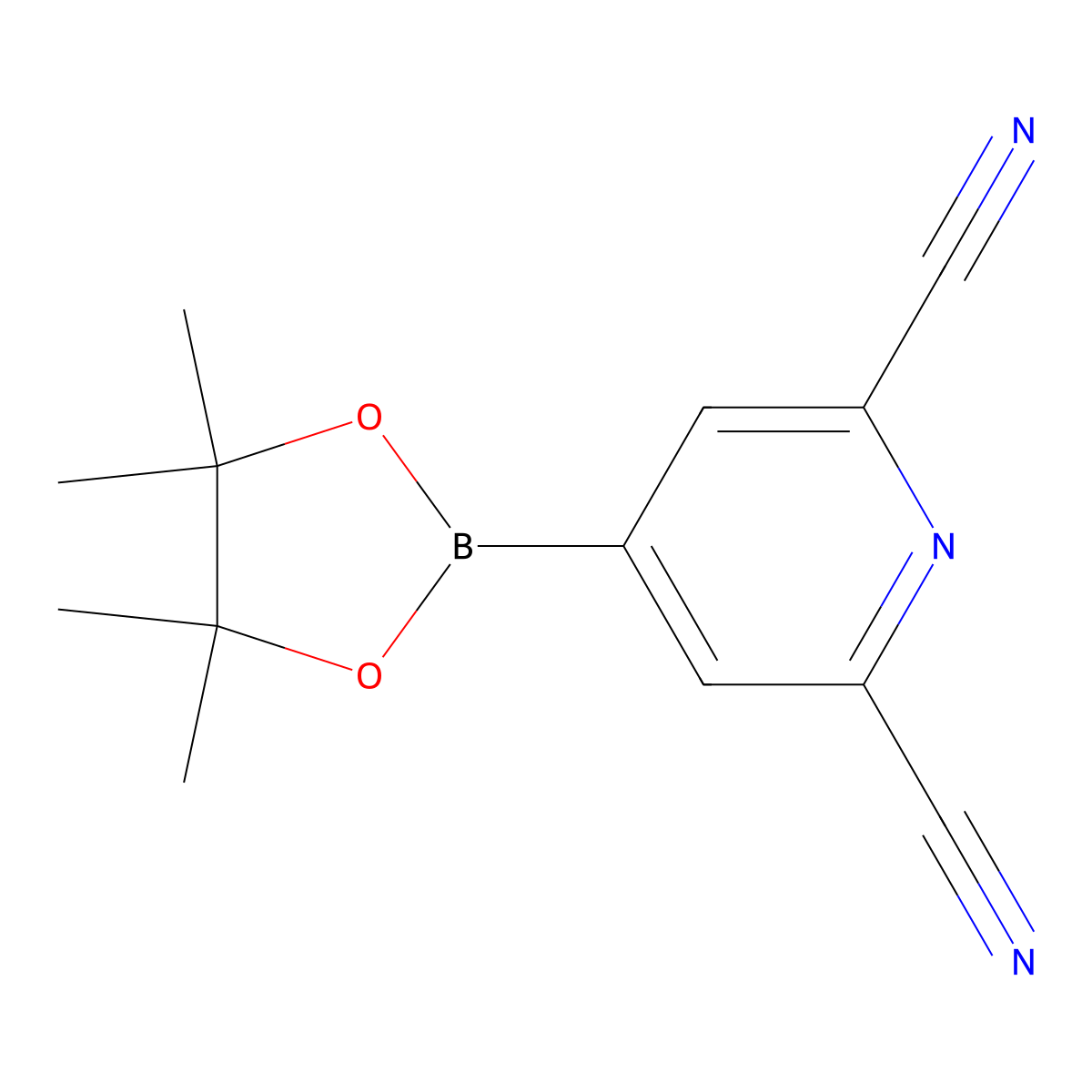 4-(4,4,5,5-Tetramethyl-1,3,2-dioxaborolan-2-YL)pyridine-2,6-dicarbonitrile molecular structure, CAS 2223048-32-4