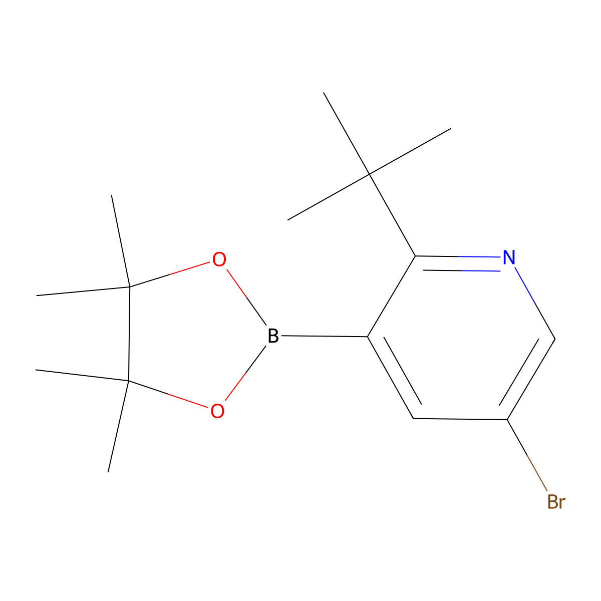 5-Bromo-2-(tert-butyl)pyridine-3-boronic acid pinacol ester molecular structure, CAS 2223048-46-0