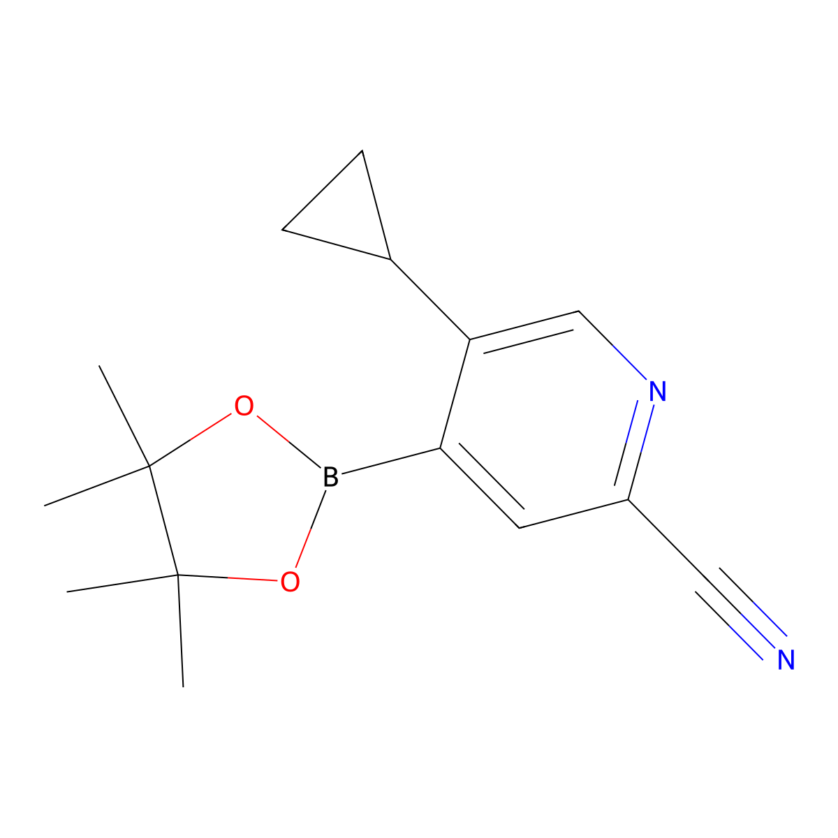 5-Cyclopropyl-2-cyanopyridine-4-boronic acid pinacol ester molecular structure, CAS 2223048-49-3