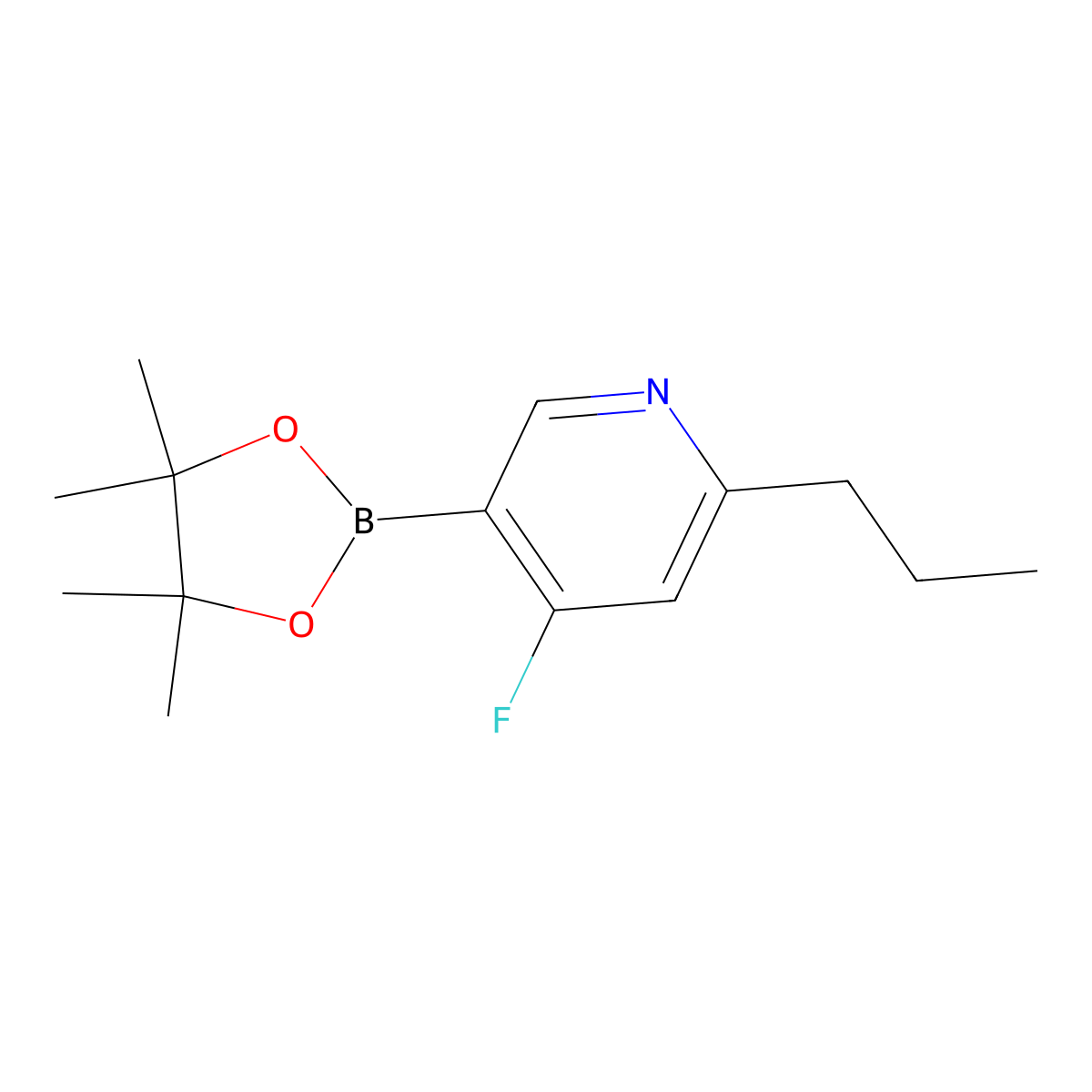 4-Fluoro-2-(n-propyl)pyridine-5-boronic acid pinacol ester molecular structure, CAS 2223048-50-6