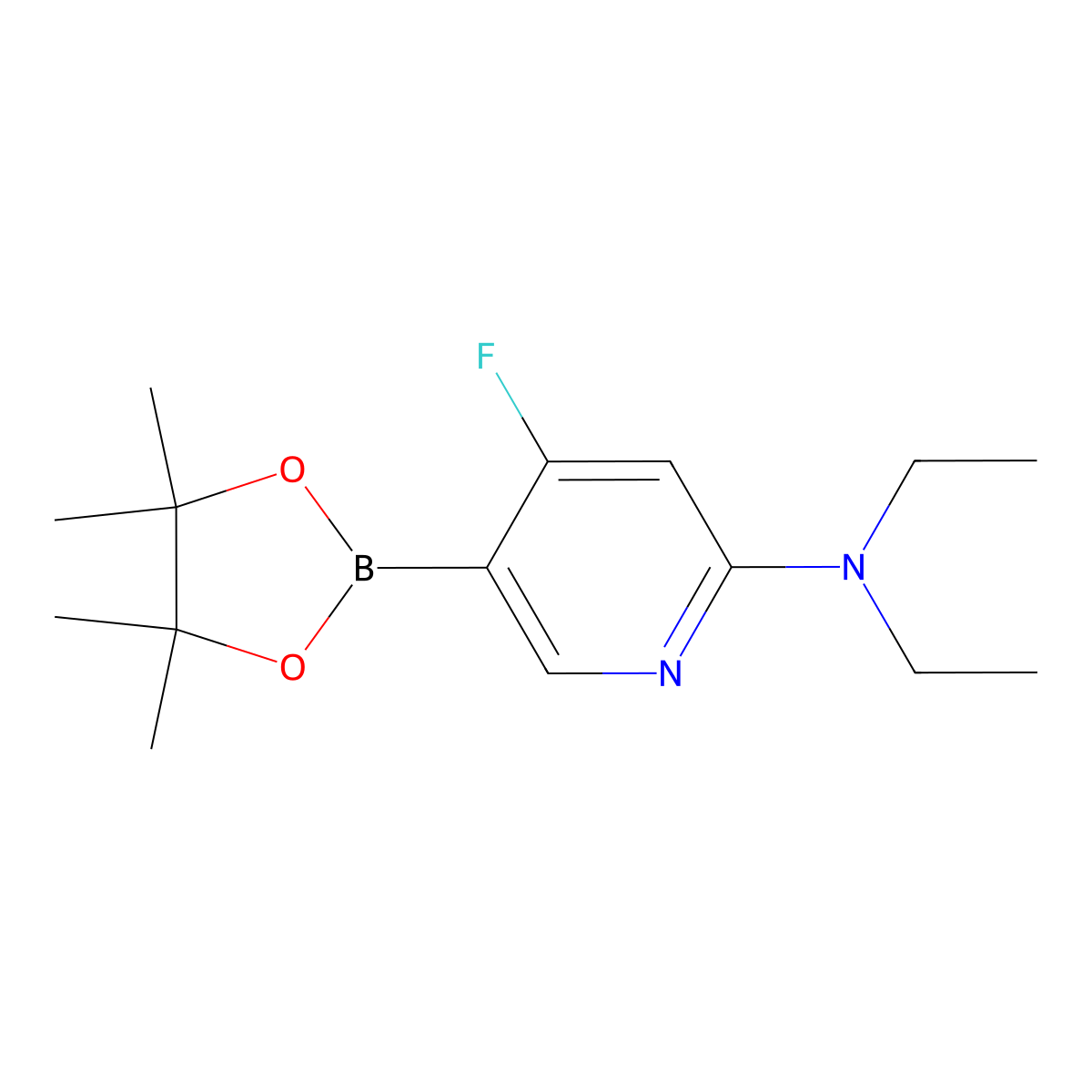 4-Fluoro-2-(diethylamino)pyridine-5-boronic acid pinacol ester molecular structure, CAS 2223048-57-3