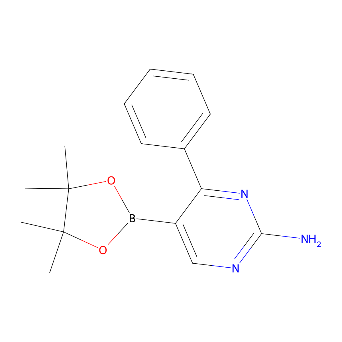 2-Amino-4-phenylpyrimidine-5-boronic acid pinacol ester molecular structure, CAS 2223048-71-1