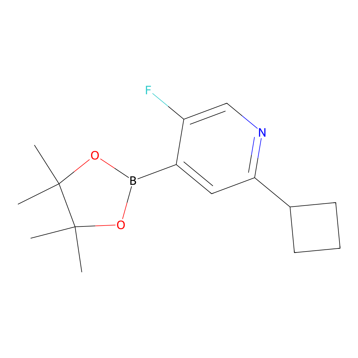2-Cyclobutyl-5-fluoro-4-(4,4,5,5-tetramethyl-1,3,2-dioxaborolan-2-yl)pyridine molecular structure, CAS 2223048-72-2