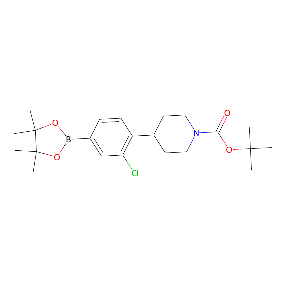 4-(N-Boc-Piperidin-4-yl)-3-chlorophenylboronic acid pinacol ester molecular structure, CAS 2223048-88-0
