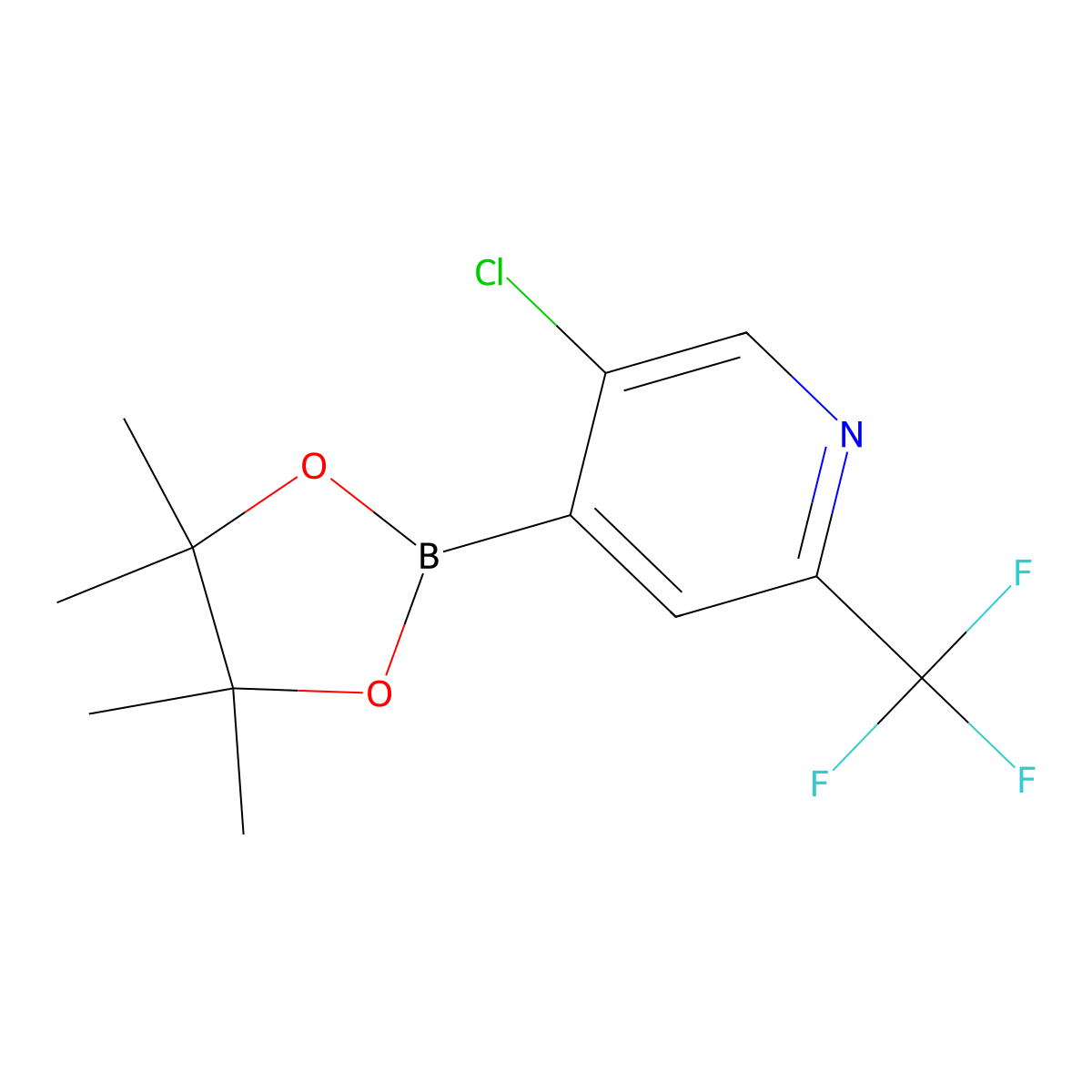 5-Chloro-4-(4,4,5,5-tetramethyl-1,3,2-dioxaborolan-2-yl)-2-(trifluoromethyl)pyridine molecular structure, CAS 2223048-94-8